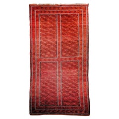 Vintage Turkmen Tekke Tribal Gallery Rug, Hand-Knotted Wool, 1920s