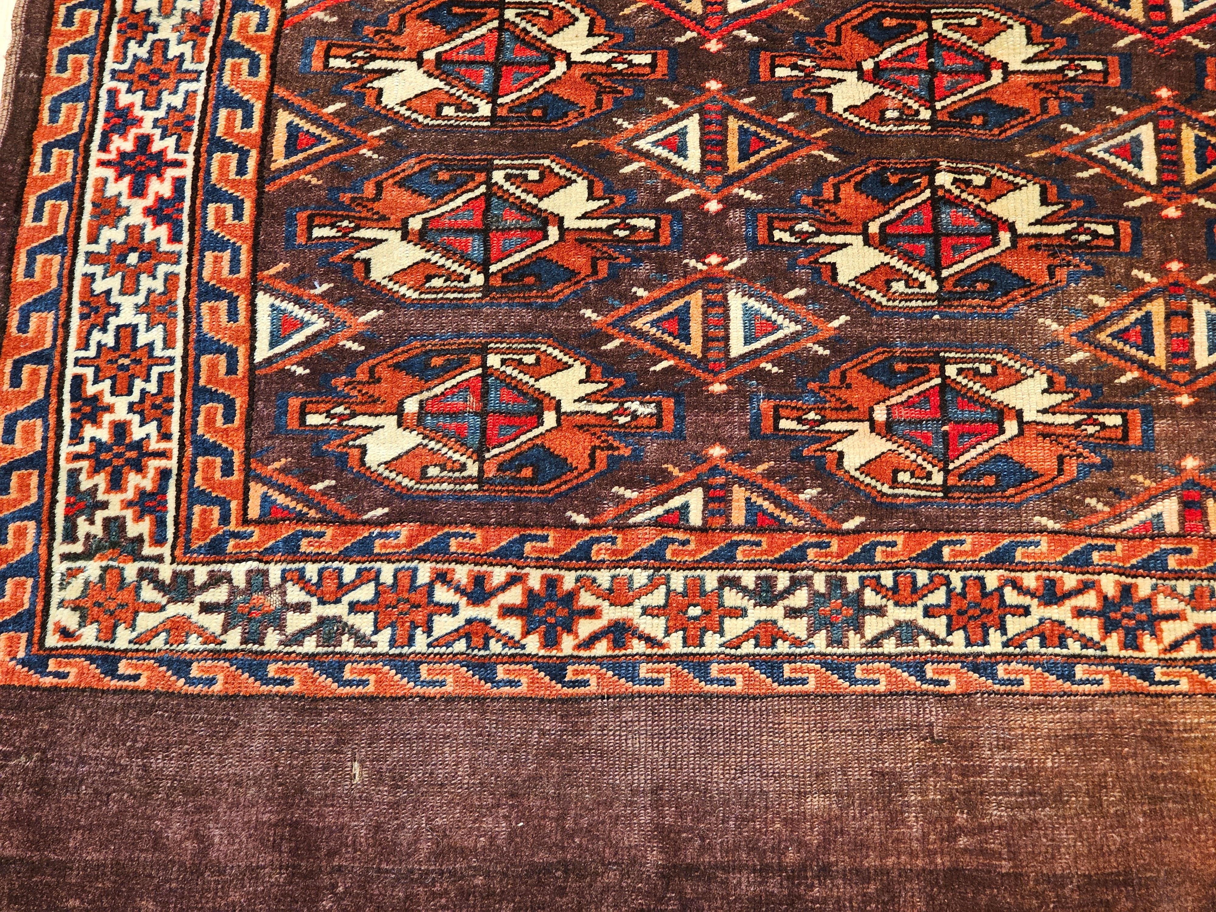 Vintage Turkmen Yomut Chuval Bagface In Good Condition For Sale In Barrington, IL