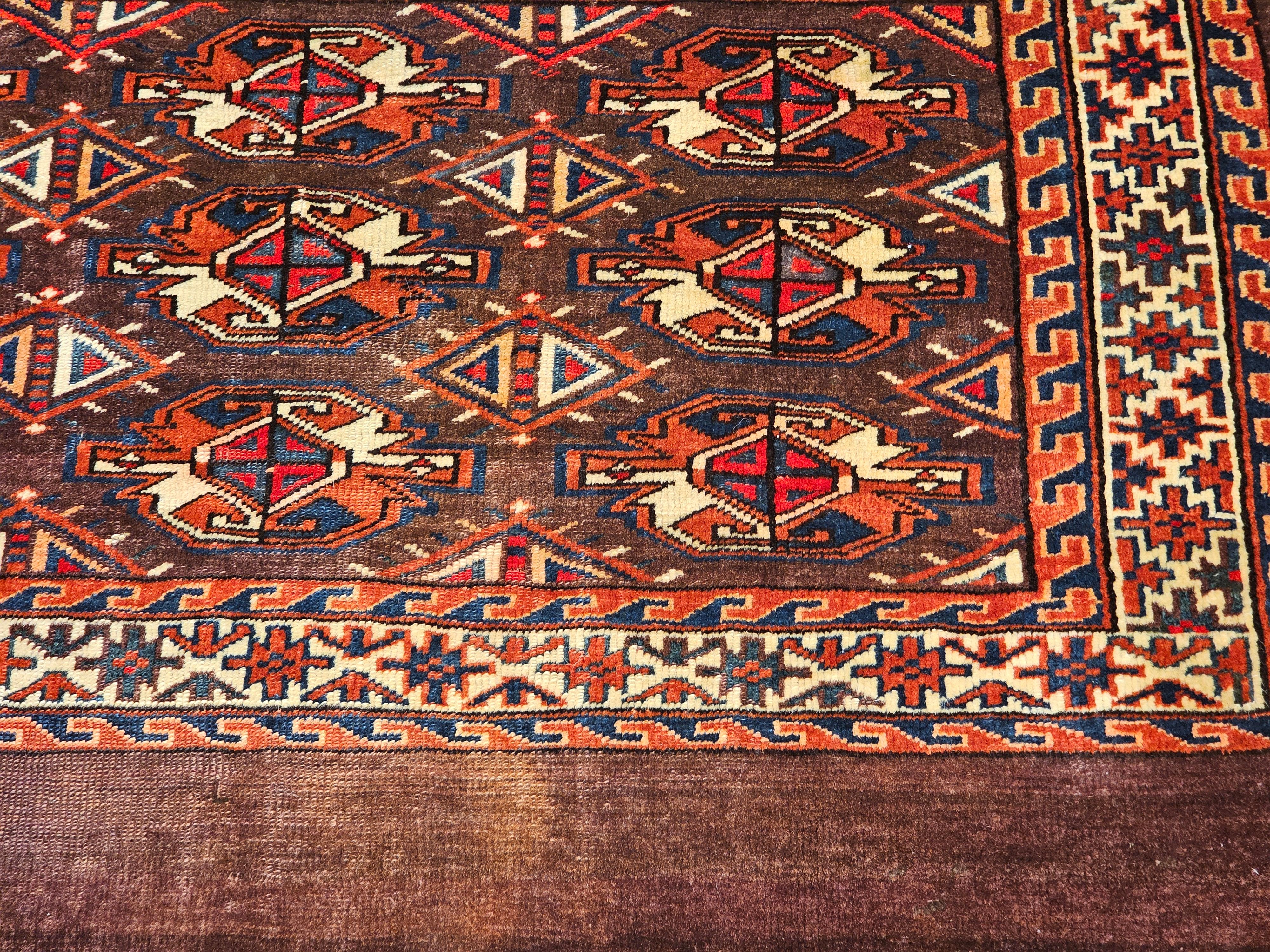 20th Century Vintage Turkmen Yomut Chuval Bagface For Sale
