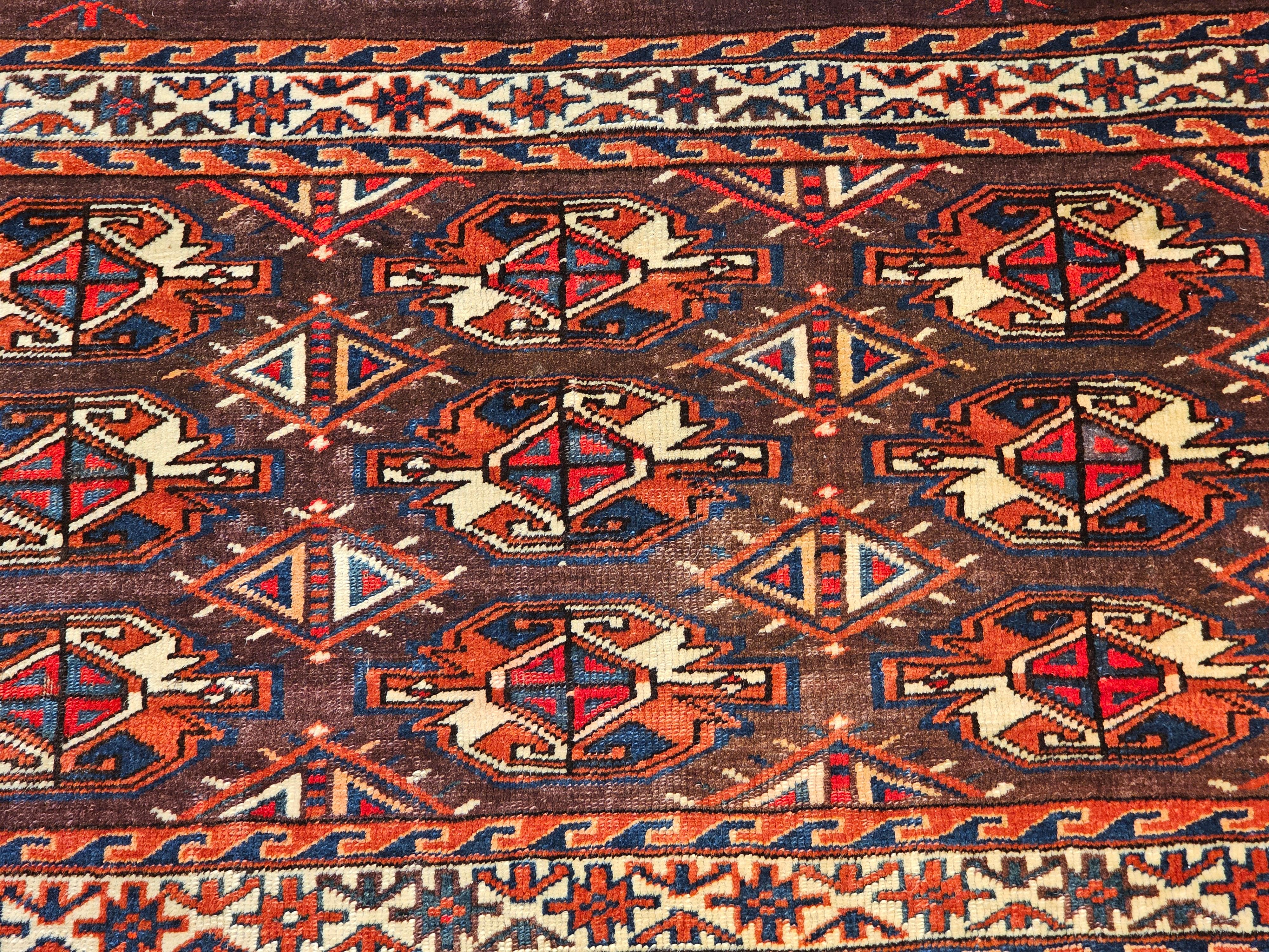 Wool Vintage Turkmen Yomut Chuval Bagface For Sale