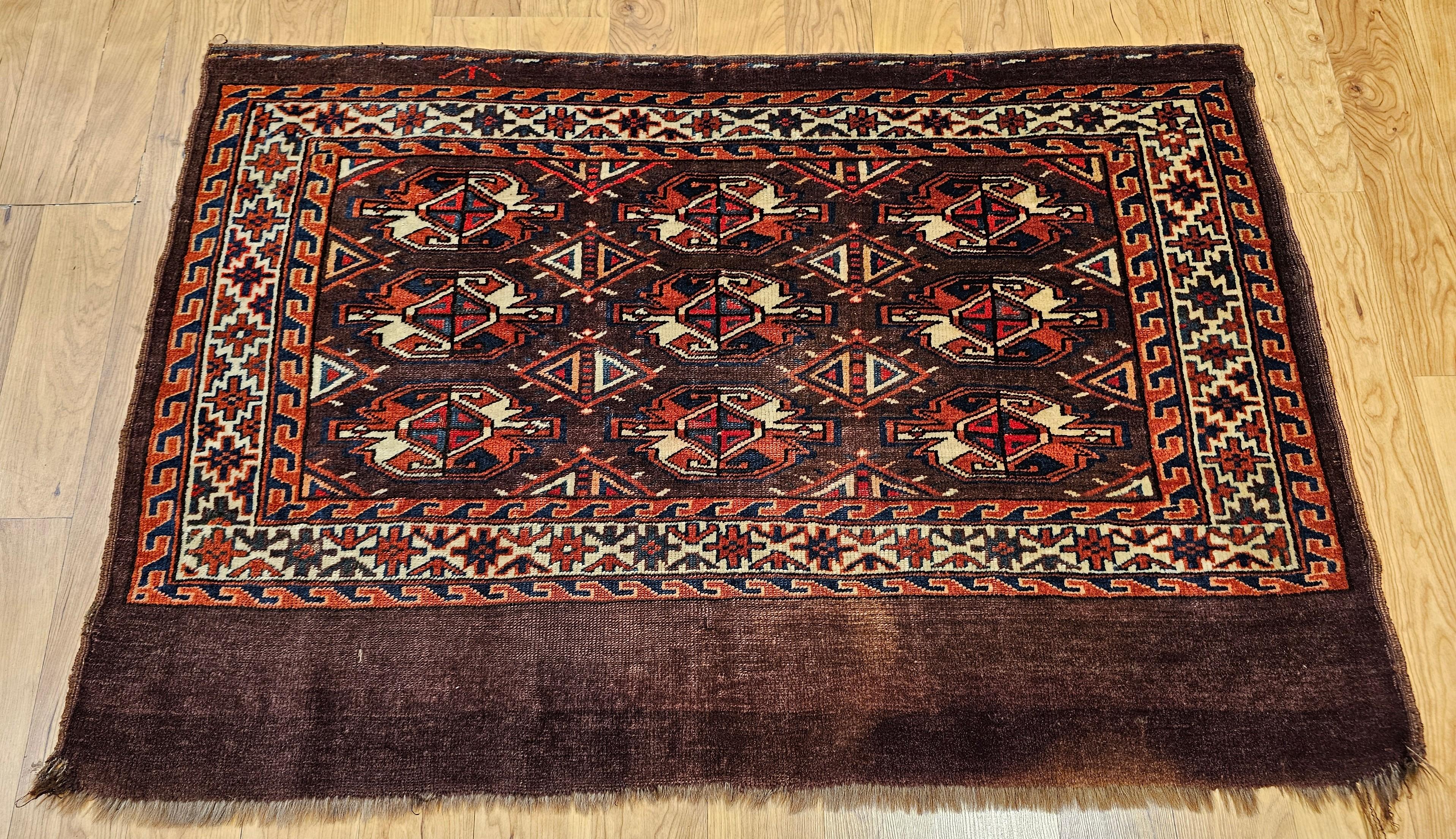 Vintage Turkmen Yomut Chuval Bagface For Sale 2