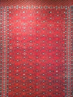 Vintage Turkmen Yomut Soumak Rug, Handwoven, Allover Geometric Pattern, 6’ x 12'