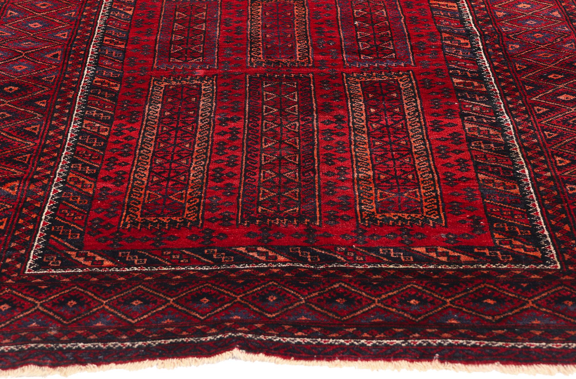 Hand-Knotted Vintage Turkoman Afghan Rug, 04'02 x 06'07 For Sale
