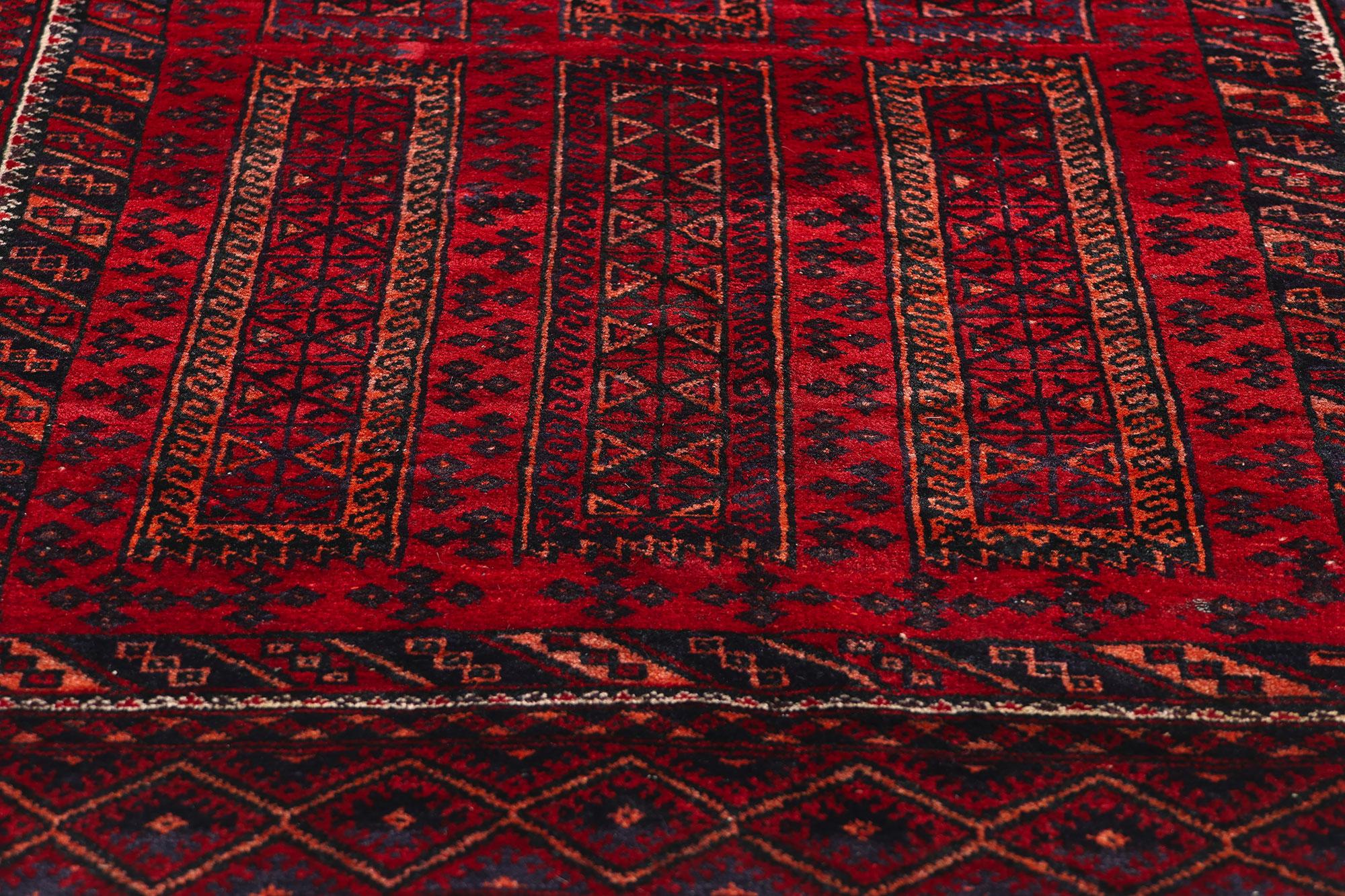 Vintage Turkoman Afghan Rug, 04'02 x 06'07 In Good Condition For Sale In Dallas, TX