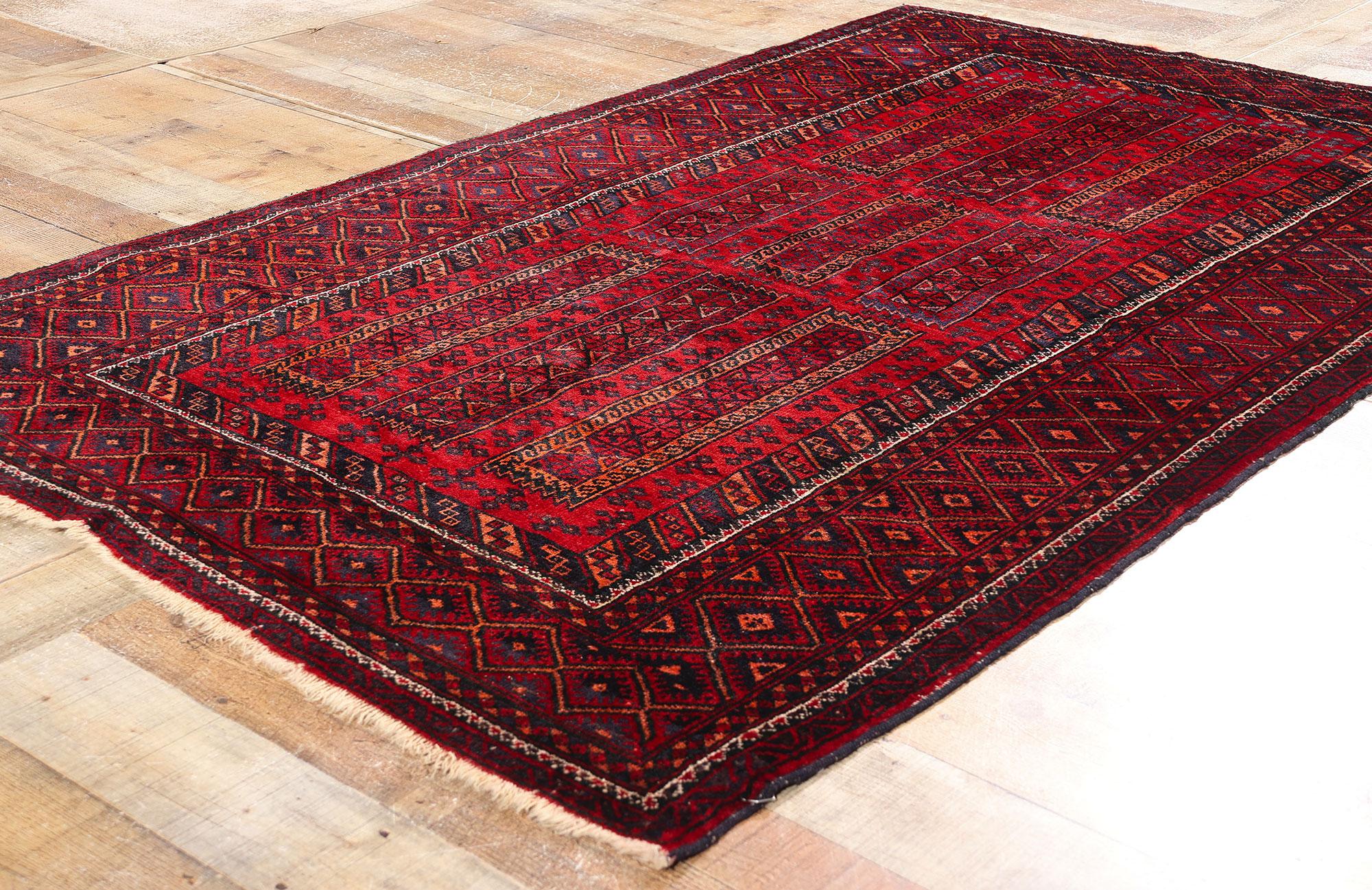 Wool Vintage Turkoman Afghan Rug, 04'02 x 06'07 For Sale