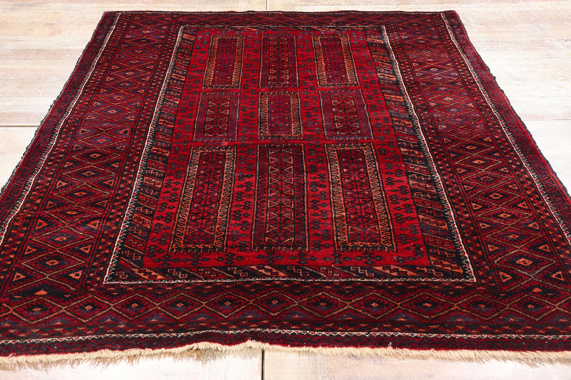 Vintage Turkoman Afghan Rug, 04'02 x 06'07 For Sale 1