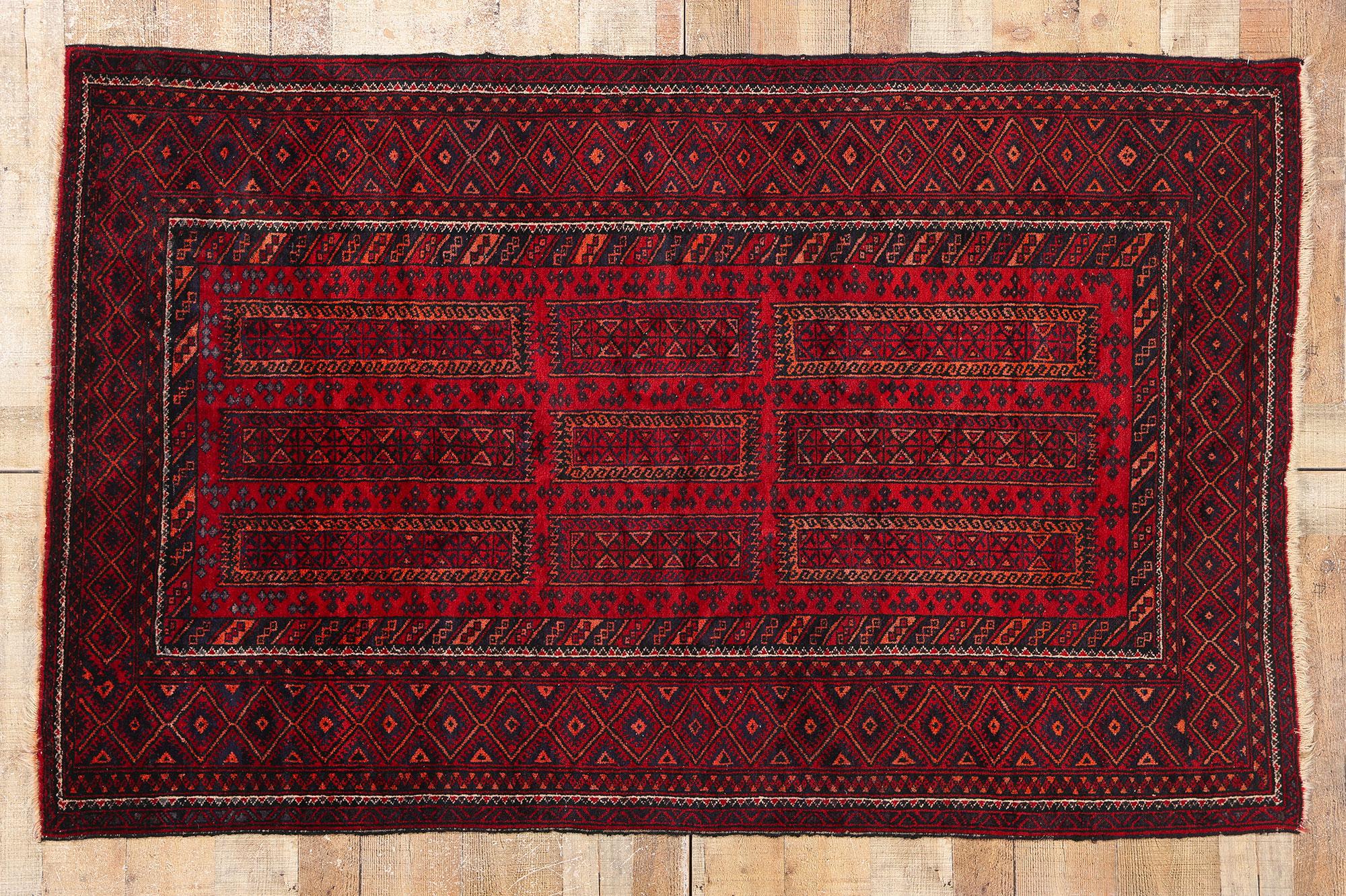 Vintage Turkoman Afghan Rug, 04'02 x 06'07 For Sale 2
