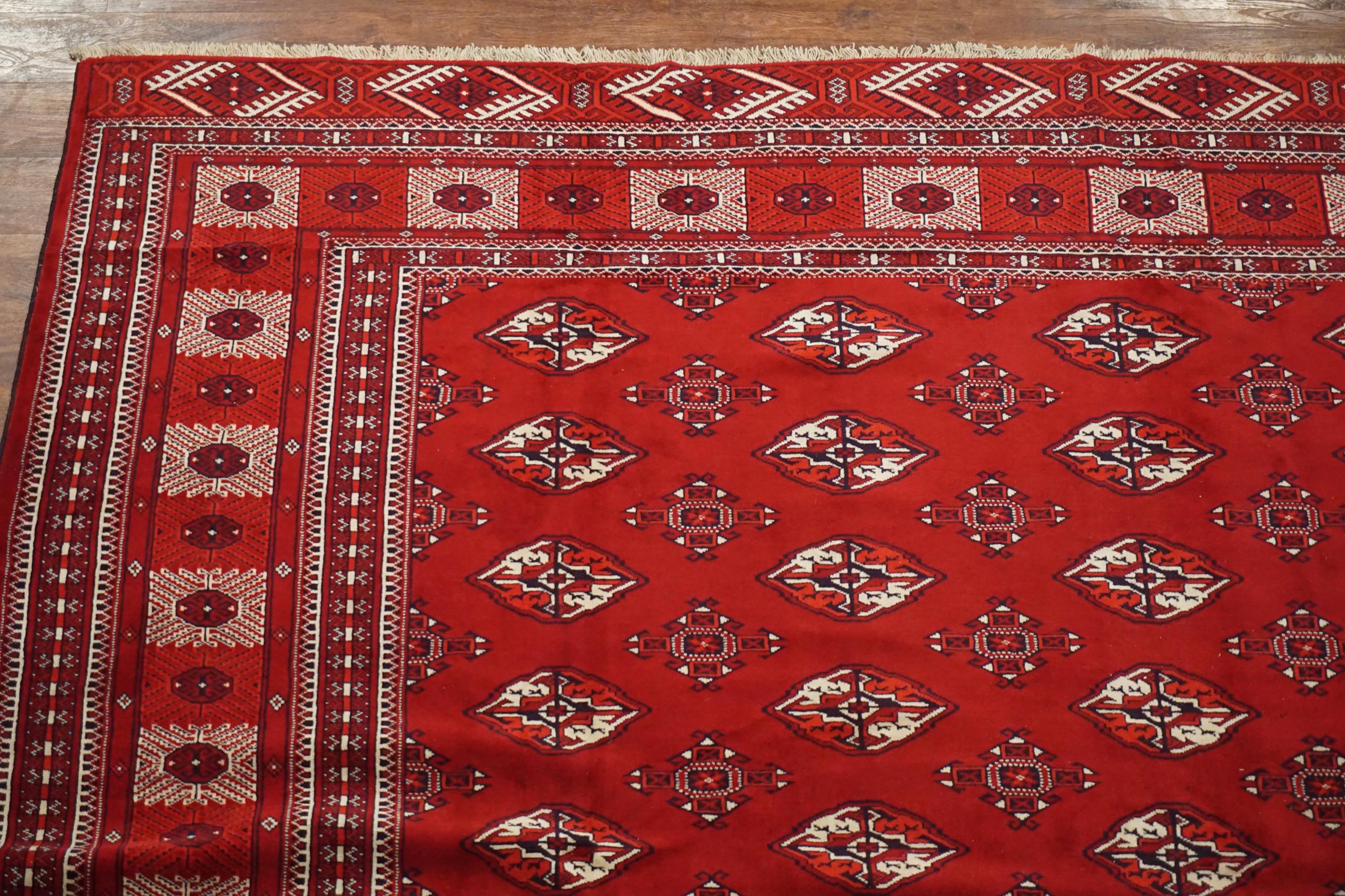 Hand-Knotted Vintage Turkoman Bukhara Rug, circa 1970 For Sale