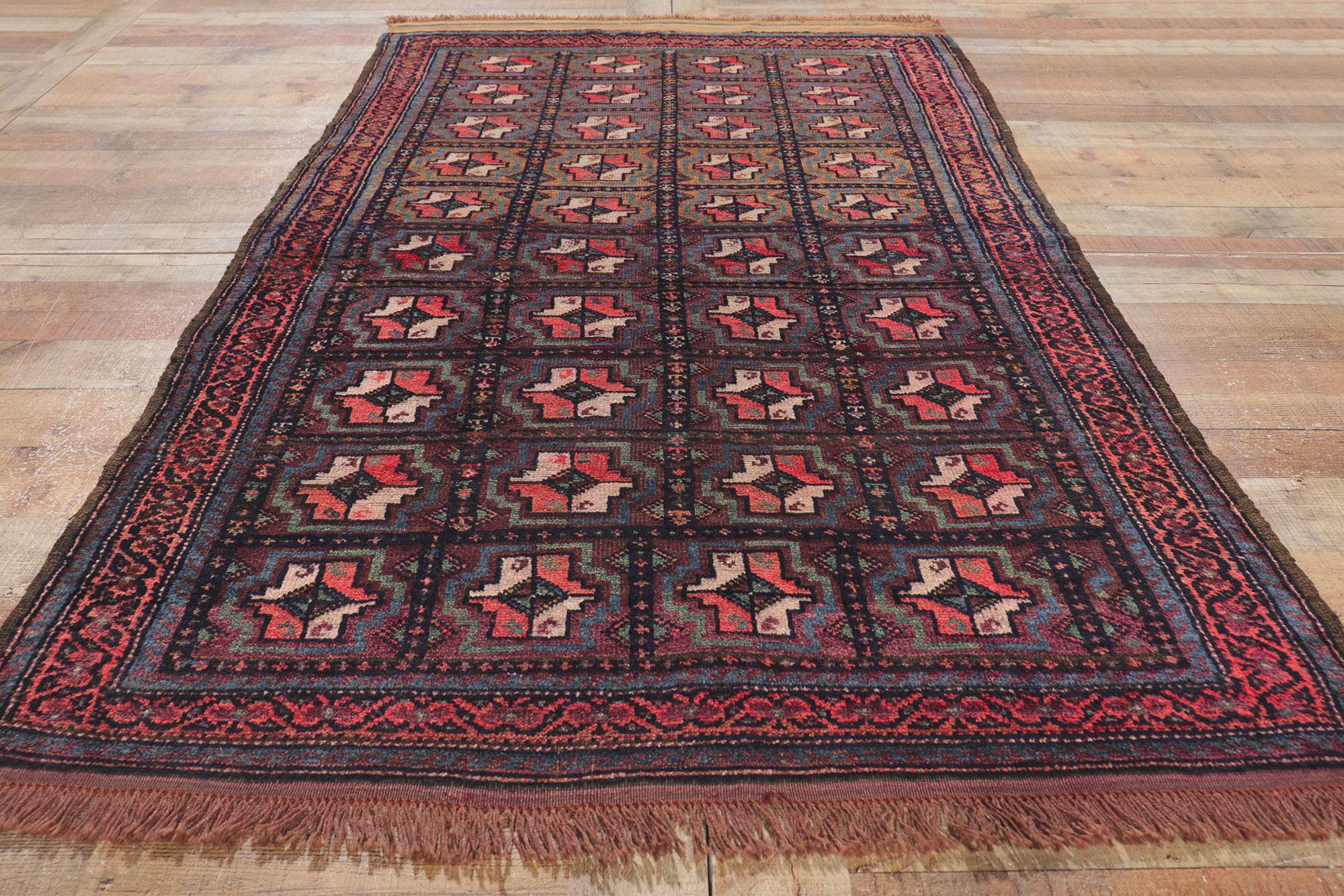 Vintage Turkoman Rug with Modern Tribal Style For Sale 3