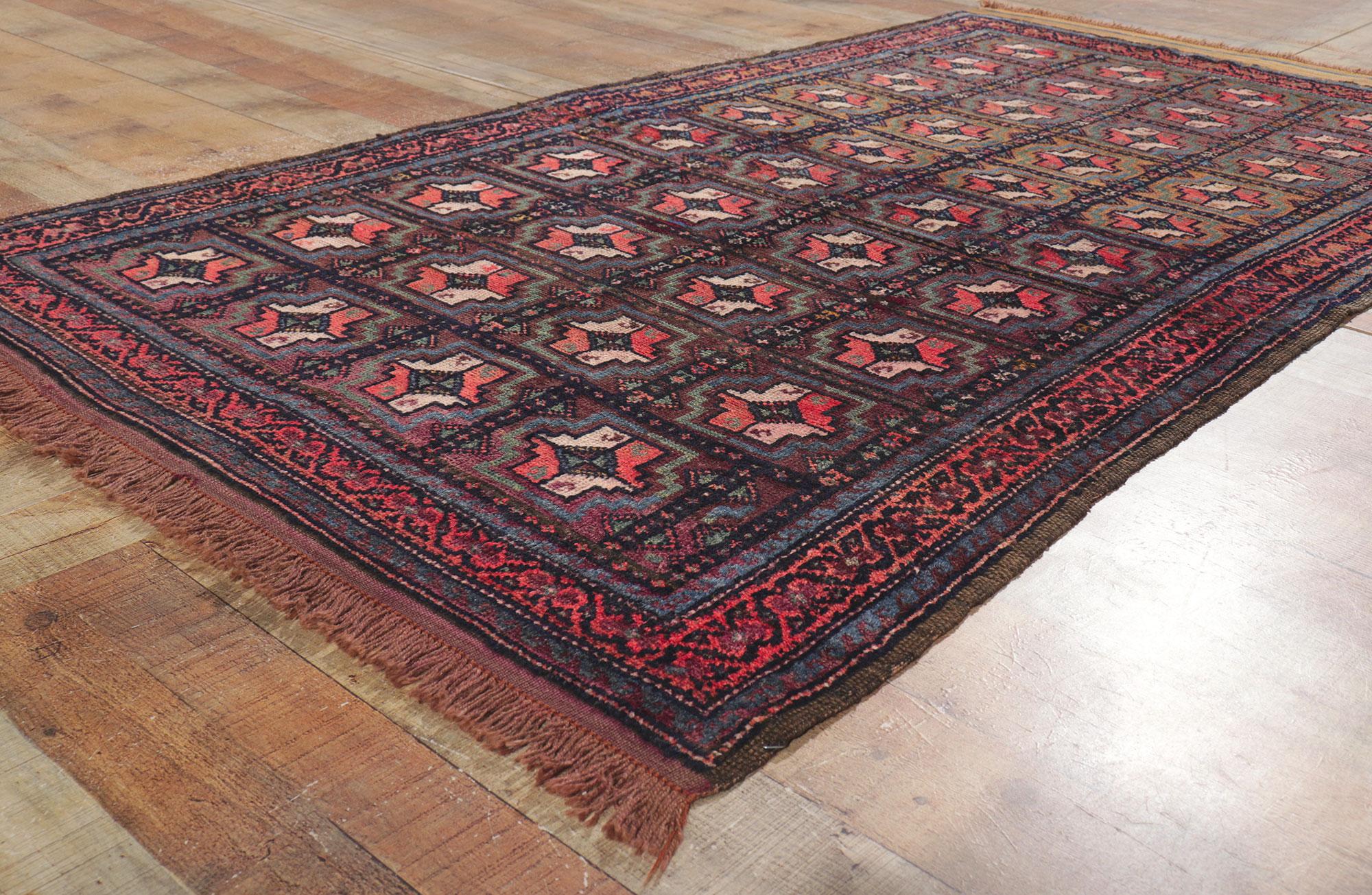 Vintage Turkoman Rug with Modern Tribal Style For Sale 1