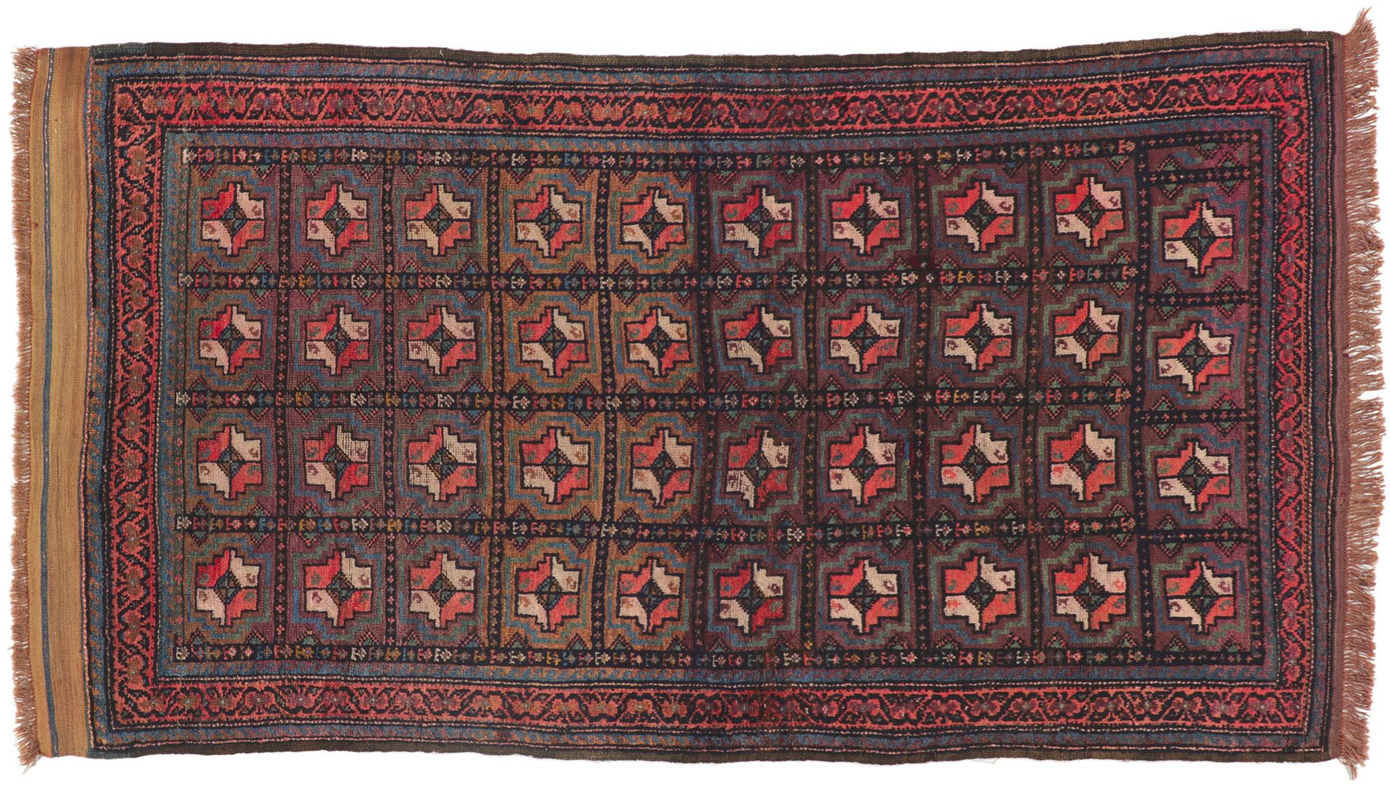 Vintage Turkoman Rug with Modern Tribal Style For Sale 2