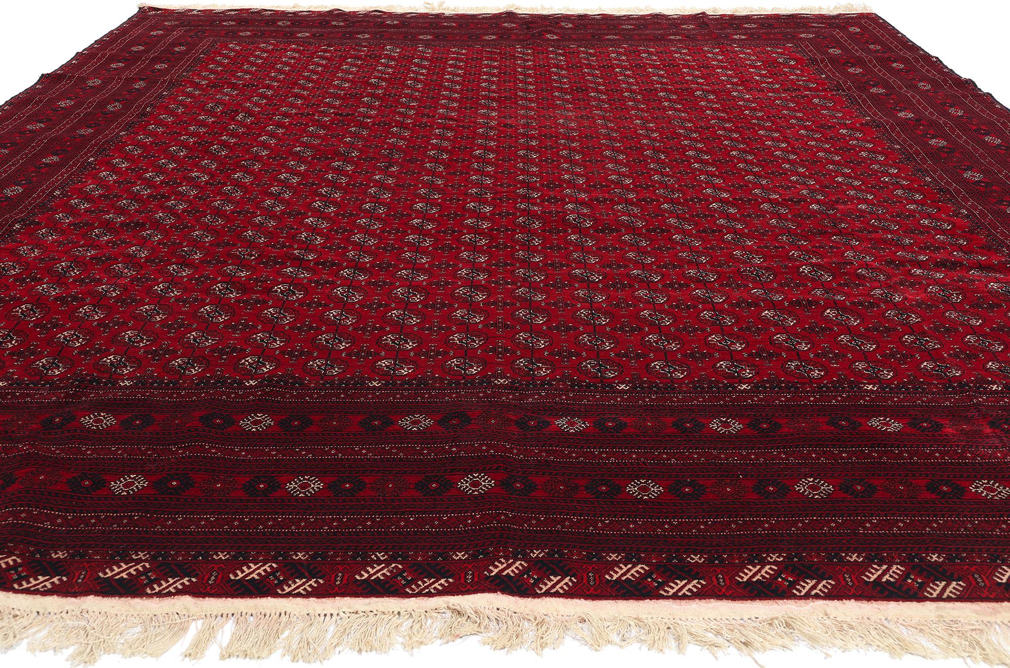 Modern Vintage Turkoman Wool and Silk Rug,  09'11 x 13'00 For Sale
