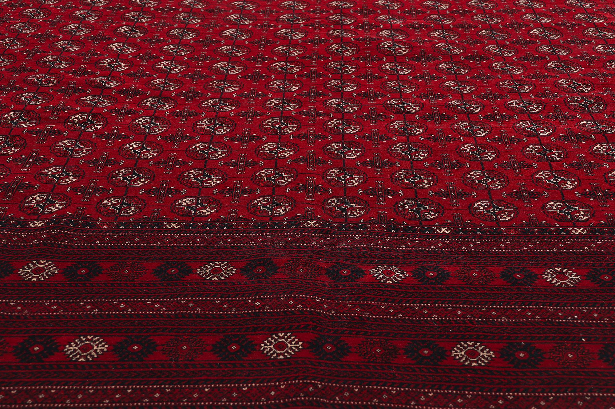 Hand-Knotted Vintage Turkoman Wool and Silk Rug,  09'11 x 13'00 For Sale