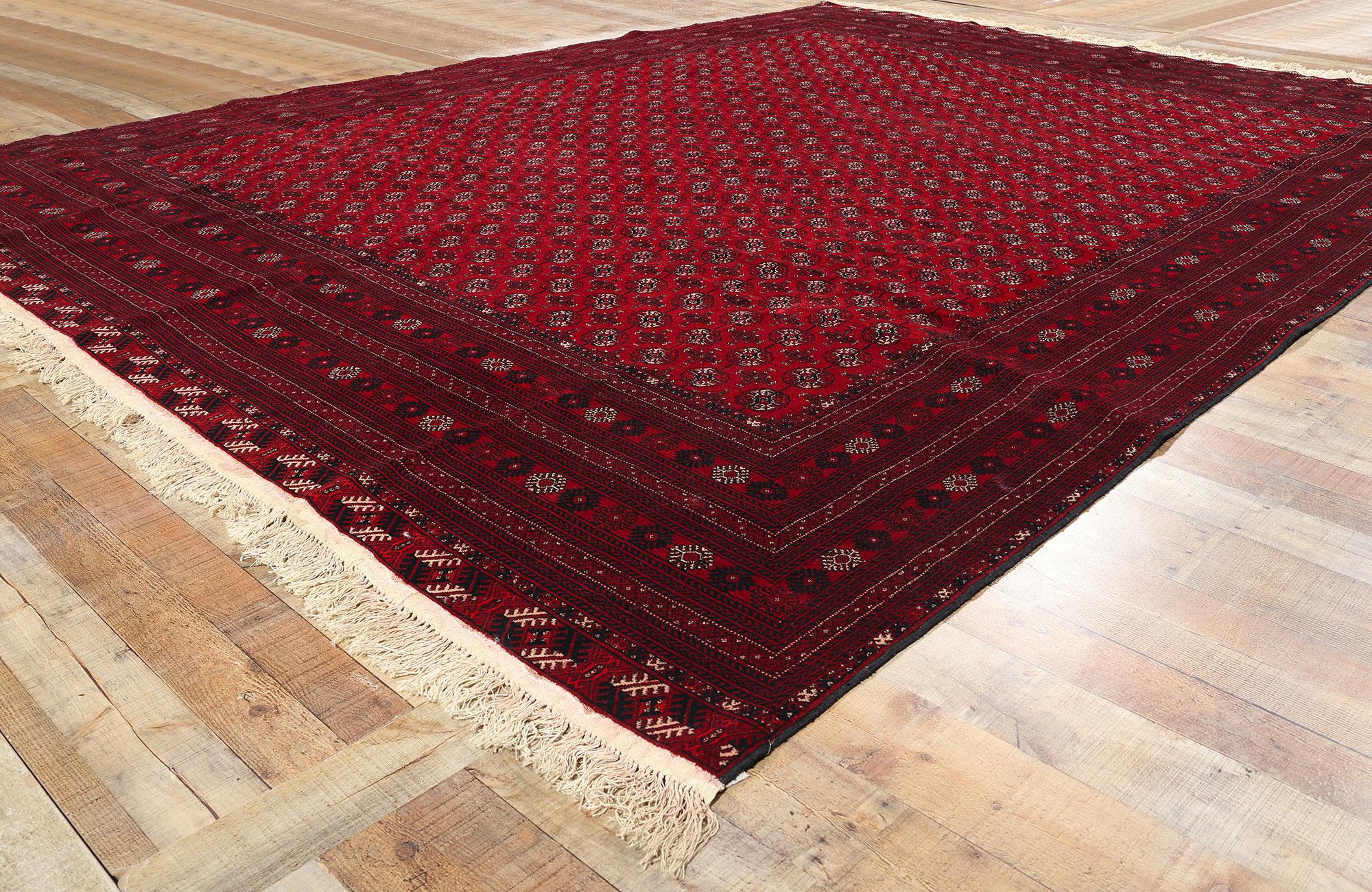 20th Century Vintage Turkoman Wool and Silk Rug,  09'11 x 13'00 For Sale