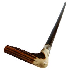 Vintage Turn of The Century Deer Horn Handle American Walking Stick Circa 1900