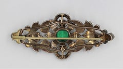 Vintage Turn of the Century Diamond and Emerald Brooch with Rose Cut Old Mine