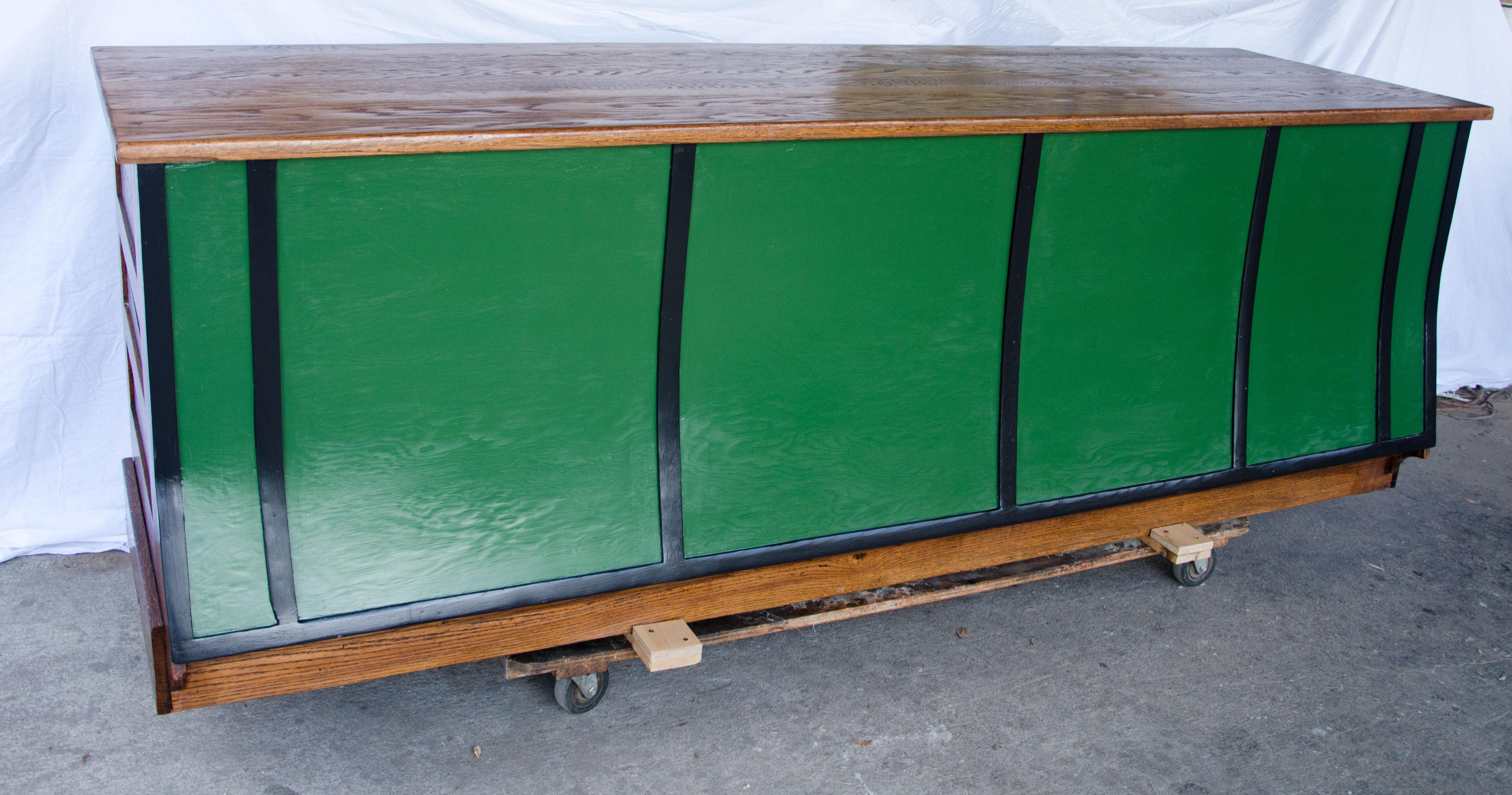 Vintage Turn of the Century Store Counter, Painted Front In Good Condition For Sale In Crockett, CA