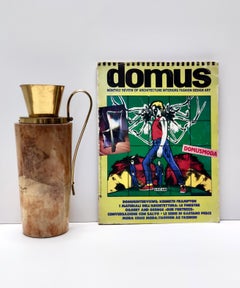 thermos / cruche vintage en hêtre tourné et parchemin d'Aldo Tura pour Macabo, Italie