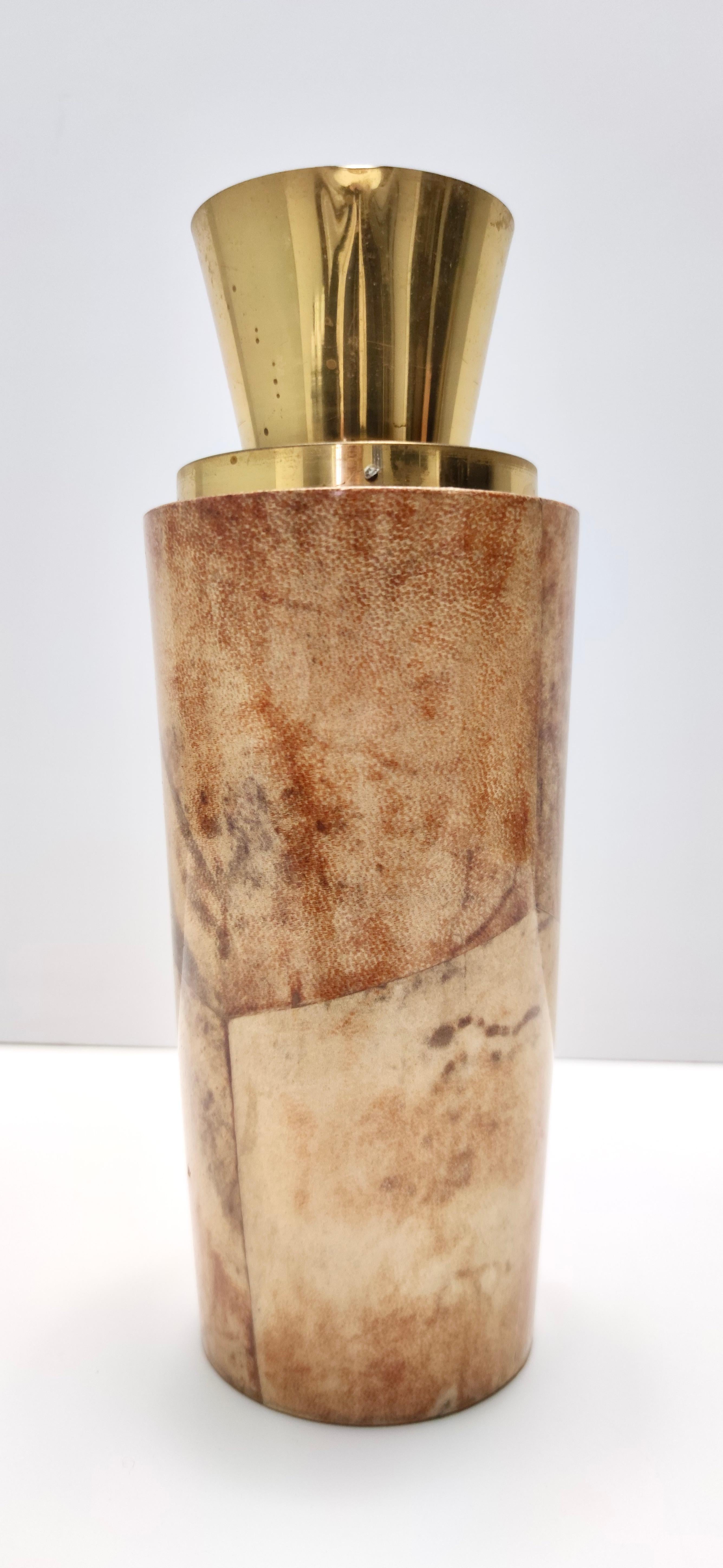 Italian Vintage Turned Beech and Parchment Thermos / Jug by Aldo Tura for Macabo, Italy For Sale