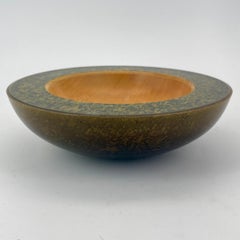 Vintage Turned + Veneered Bowl Signed Unknown Asian Artist 1997