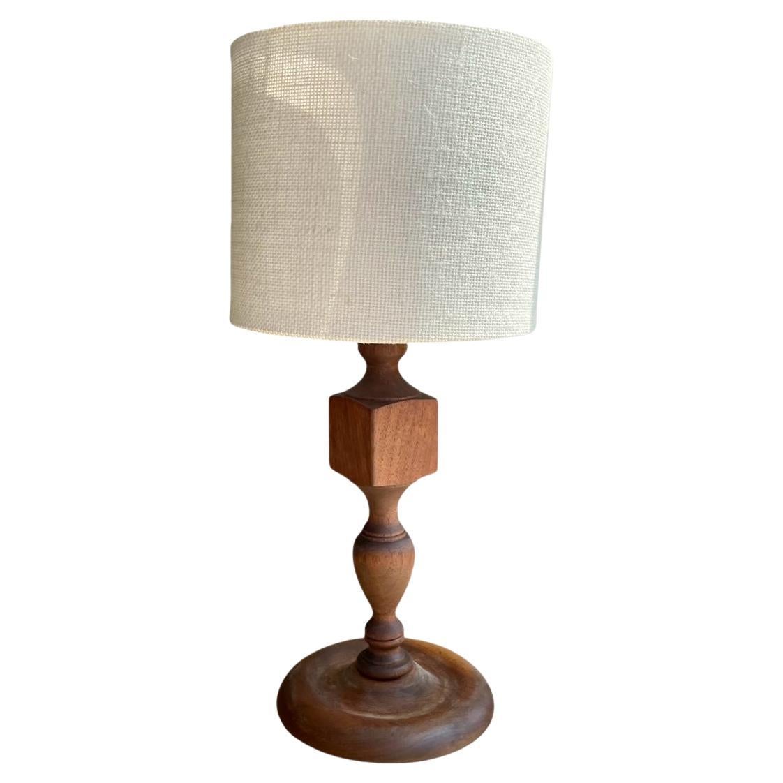 Vintage Gedrehte Wood Wood Lampe