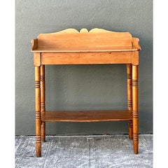 Vintage Turned Wood Pine Sideboard