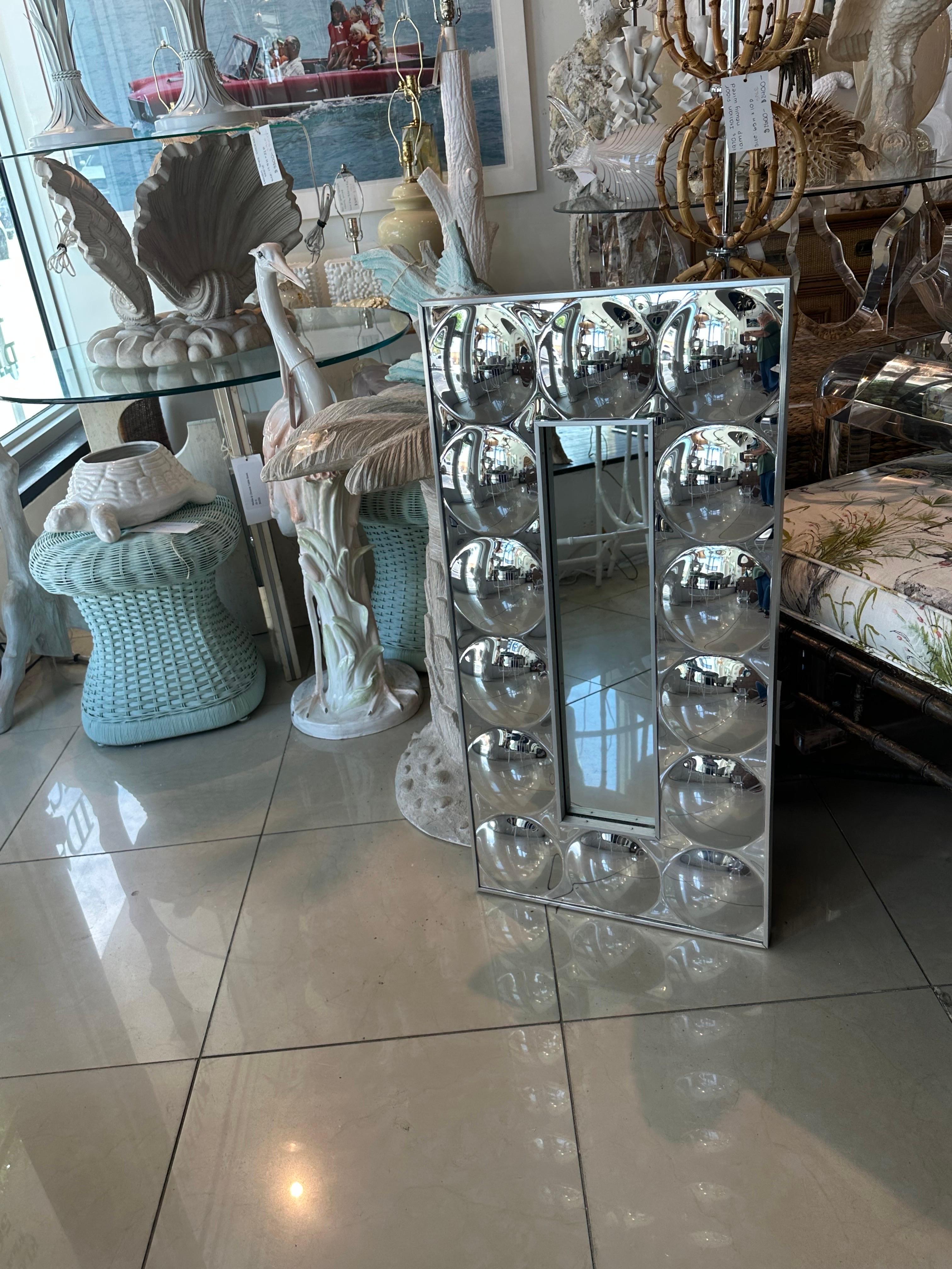Vintage Turner Modern Convex Bubble Wall MIrror Chrome 1960s Pop Art Op 4