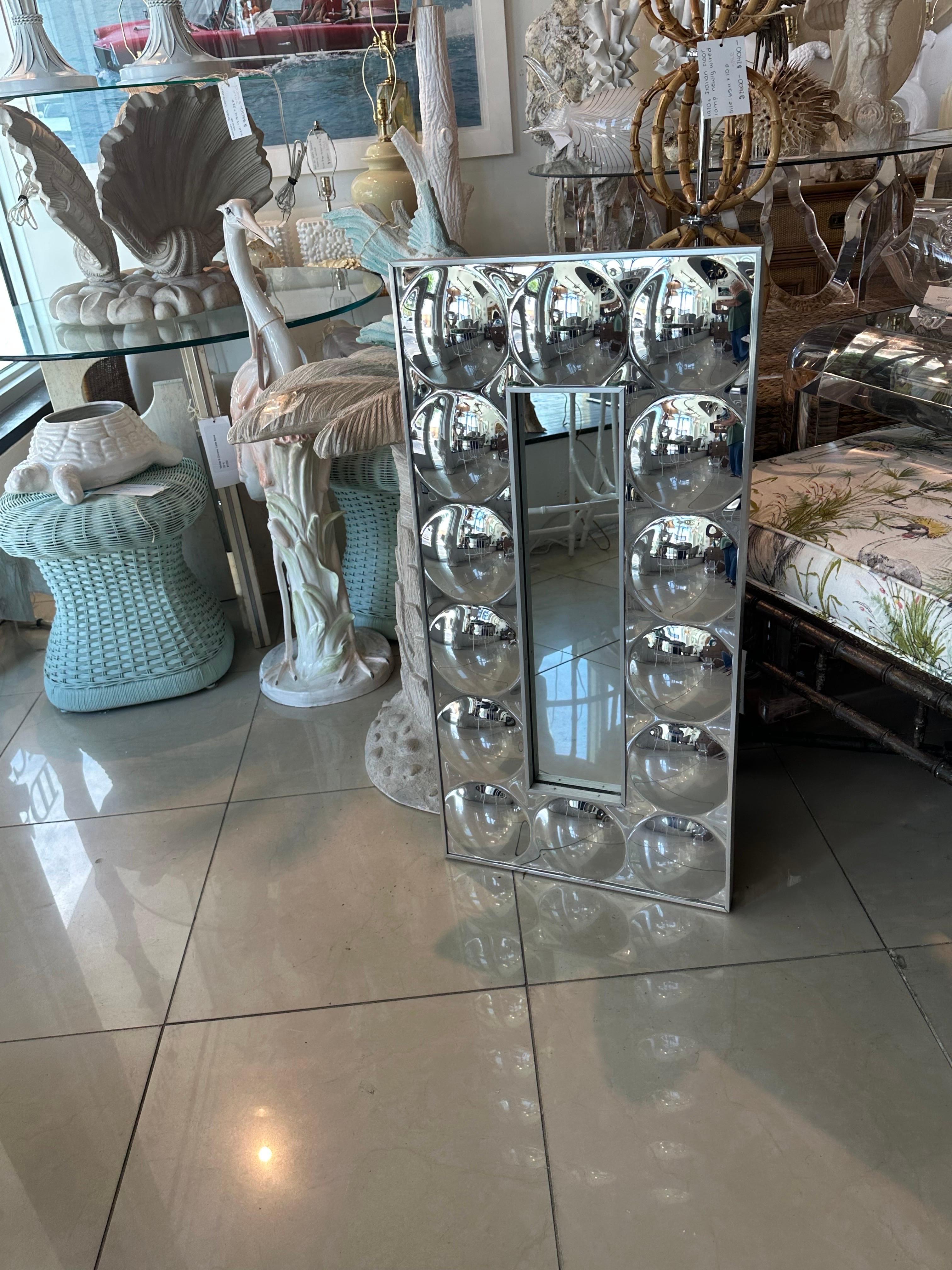 Vintage Turner Modern Convex Bubble Wall MIrror Chrome 1960s Pop Art Op 5