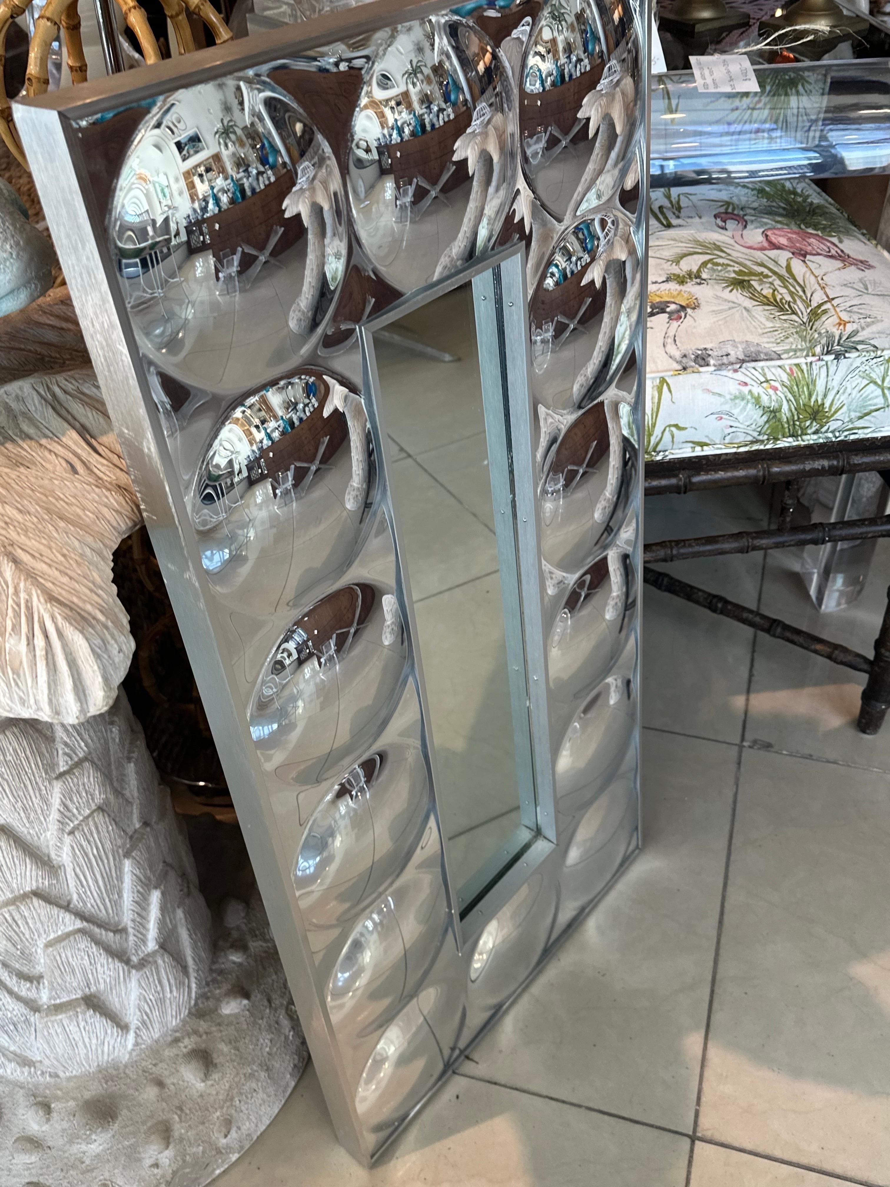 Vintage Turner Modern Convex Bubble Wall MIrror Chrome 1960s Pop Art Op 6