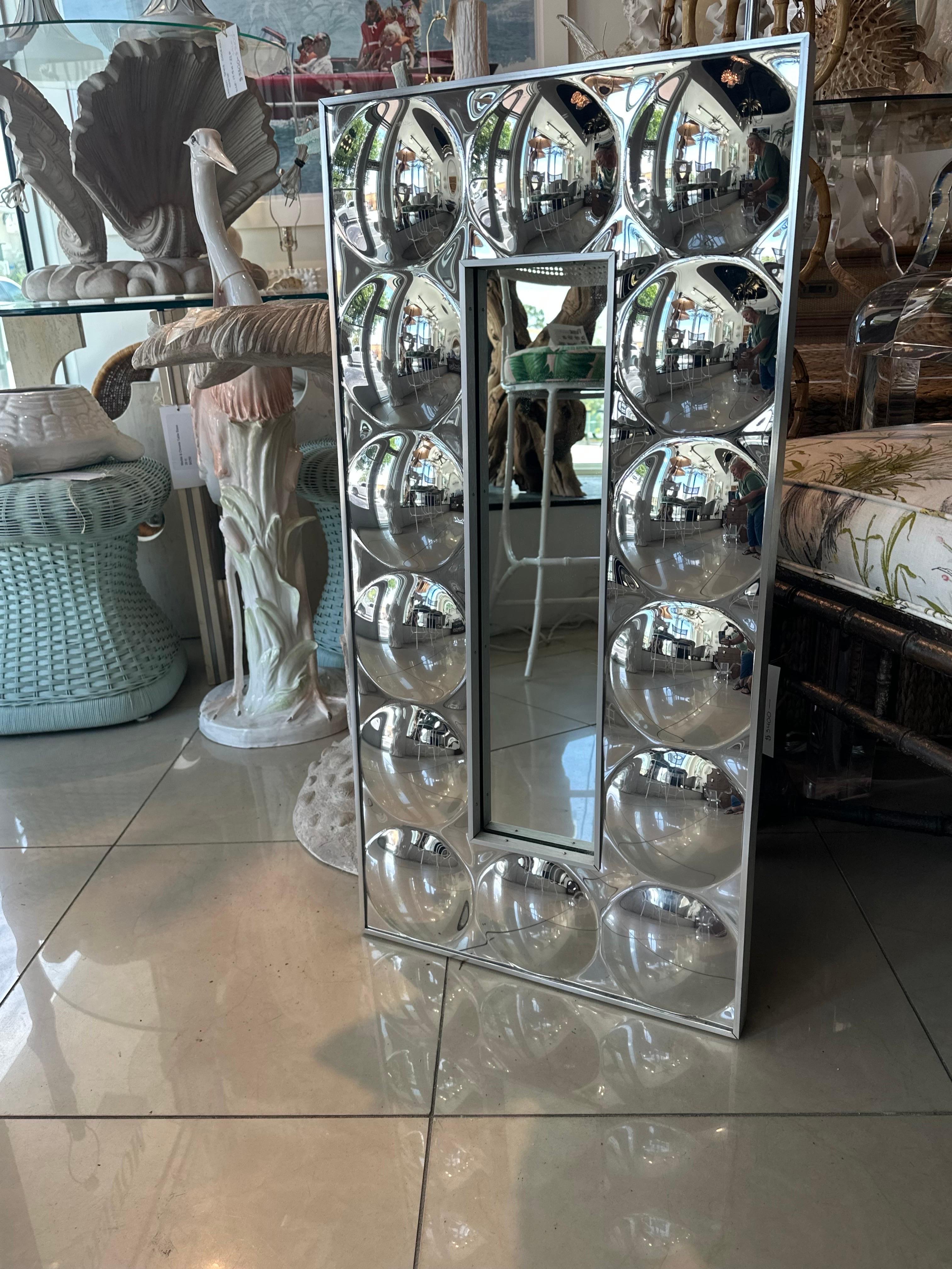 Mid-20th Century Vintage Turner Modern Convex Bubble Wall MIrror Chrome 1960s Pop Art Op