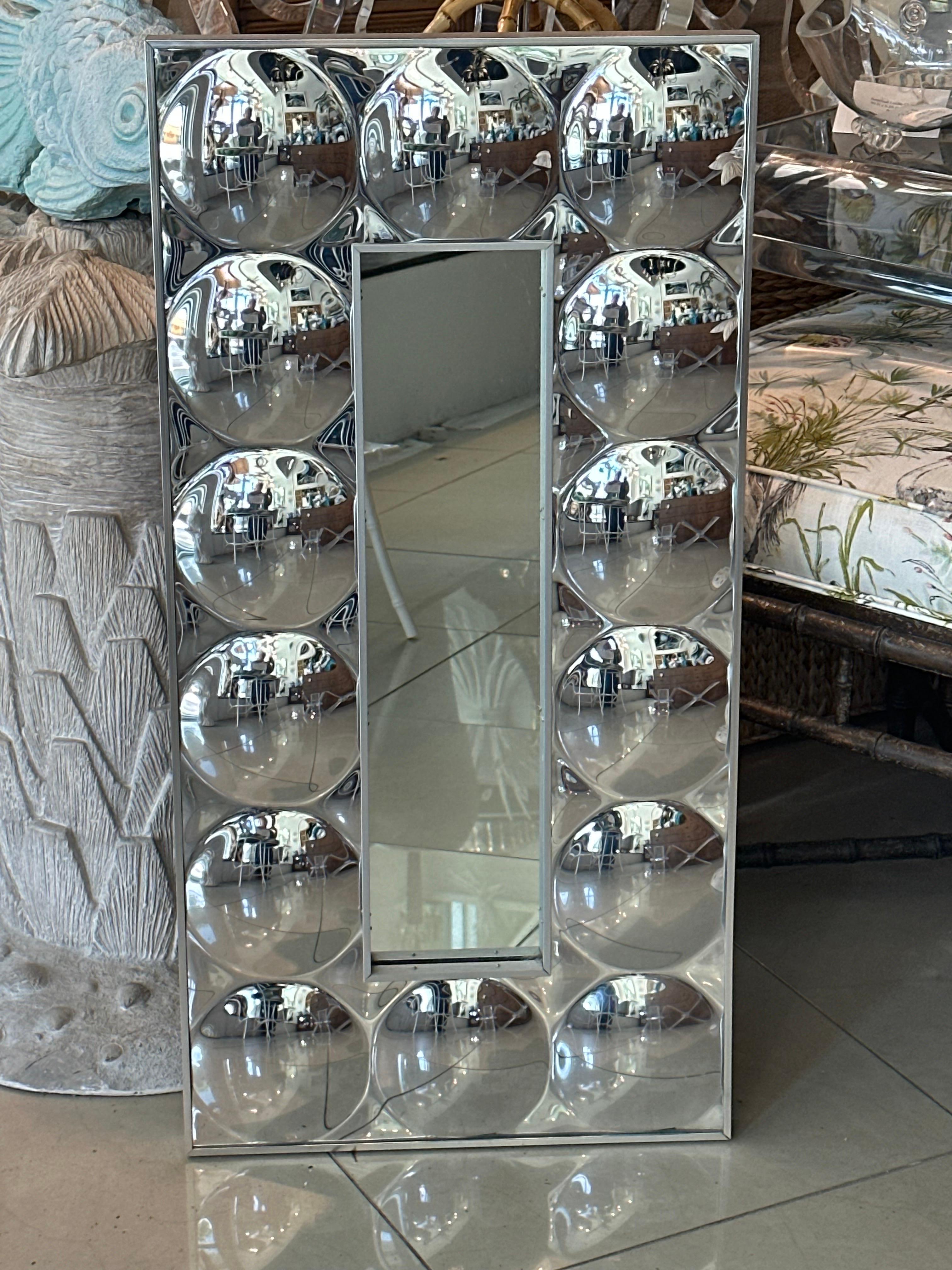 Mirror Vintage Turner Modern Convex Bubble Wall MIrror Chrome 1960s Pop Art Op