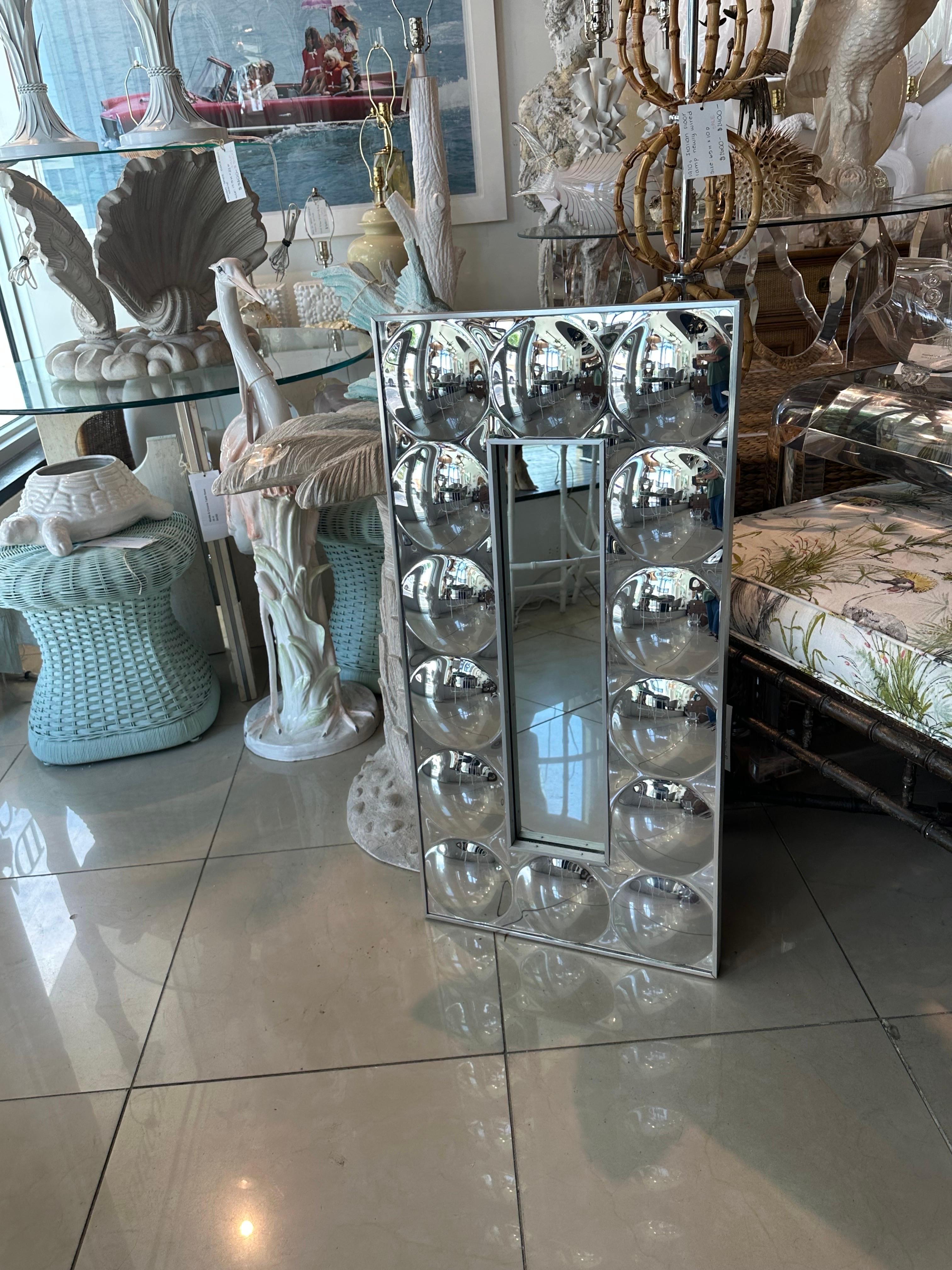 Vintage Turner Modern Convex Bubble Wall MIrror Chrome 1960s Pop Art Op 1