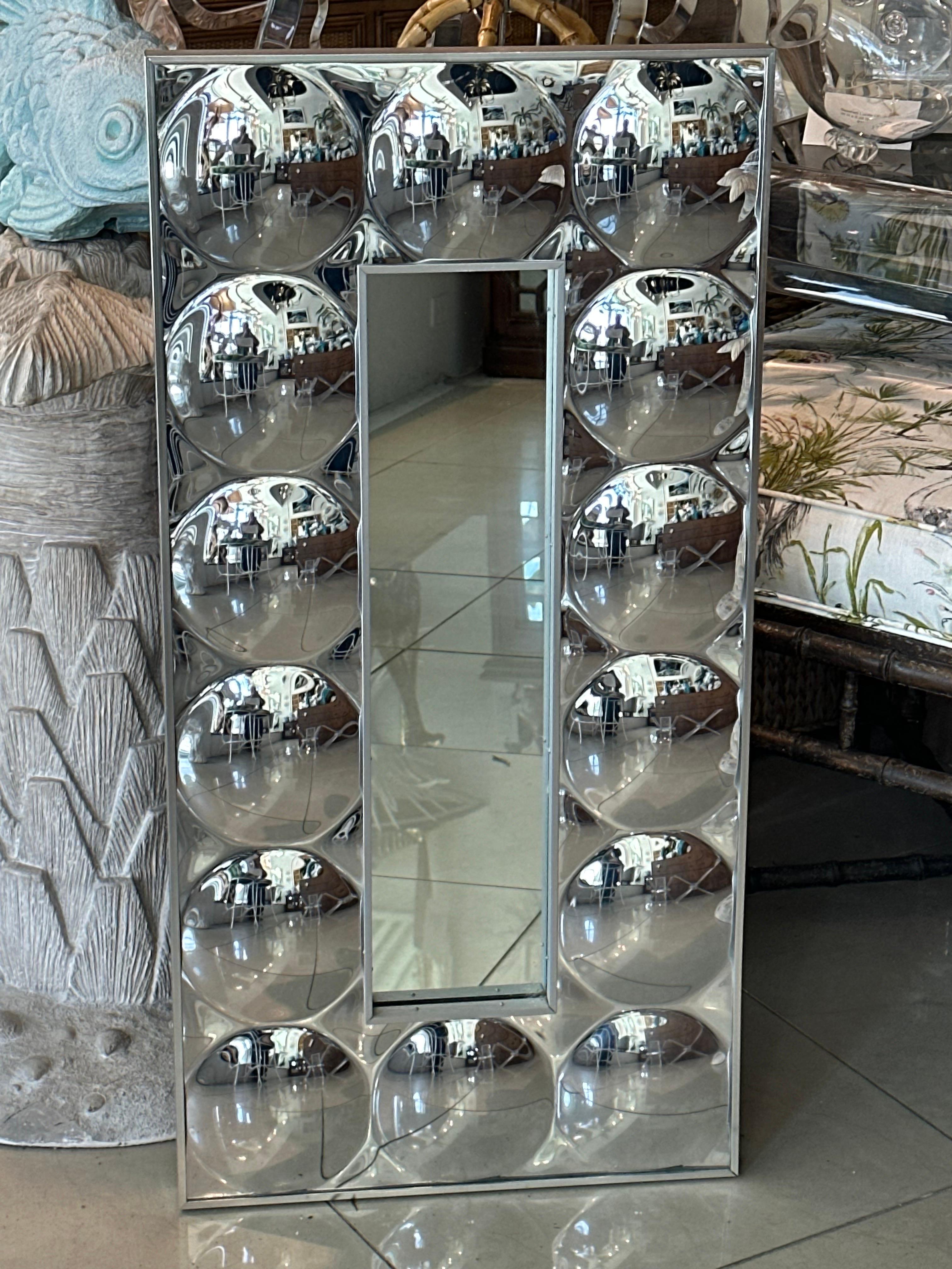 Vintage Turner Modern Convex Bubble Wall MIrror Chrome 1960s Pop Art Op 3