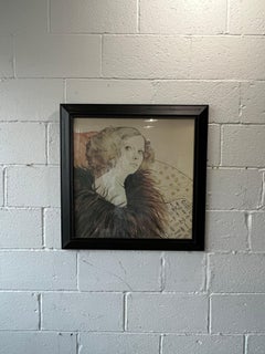 Accessoire mural vintage Turner : portrait de mode de style Hollywood Regency avec boa en plumes