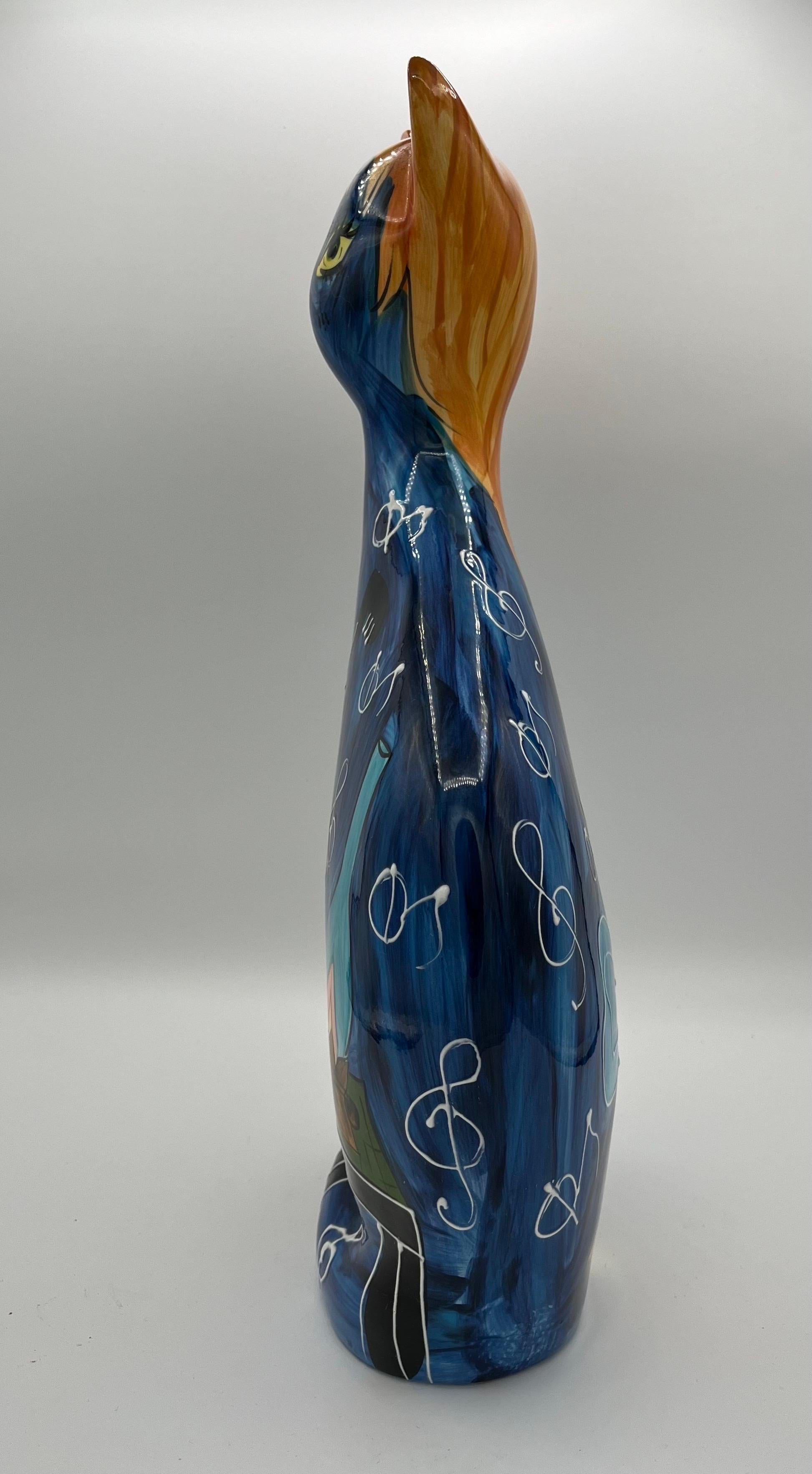 Peint à la main Turov Russian Ceramic Cat en vente