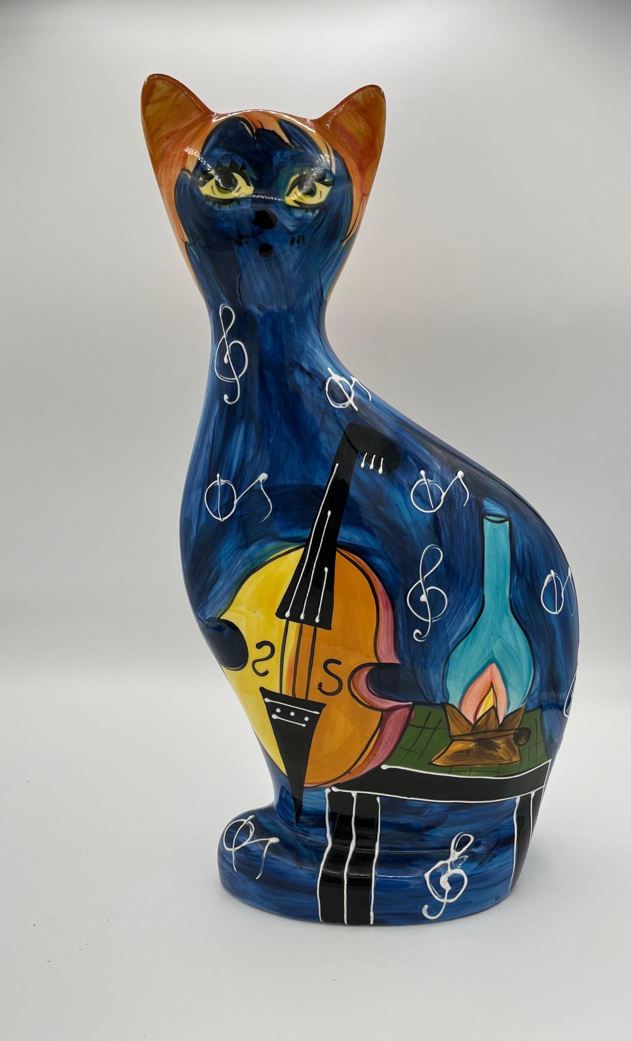 20ième siècle Turov Russian Ceramic Cat en vente