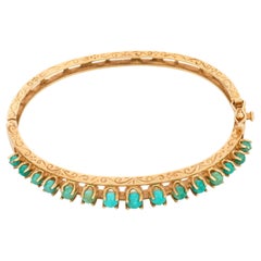 Vintage turquoise 14k yellow gold bangle