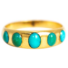Vintage Turquoise and 18 Carat Gold Five-Stone Band