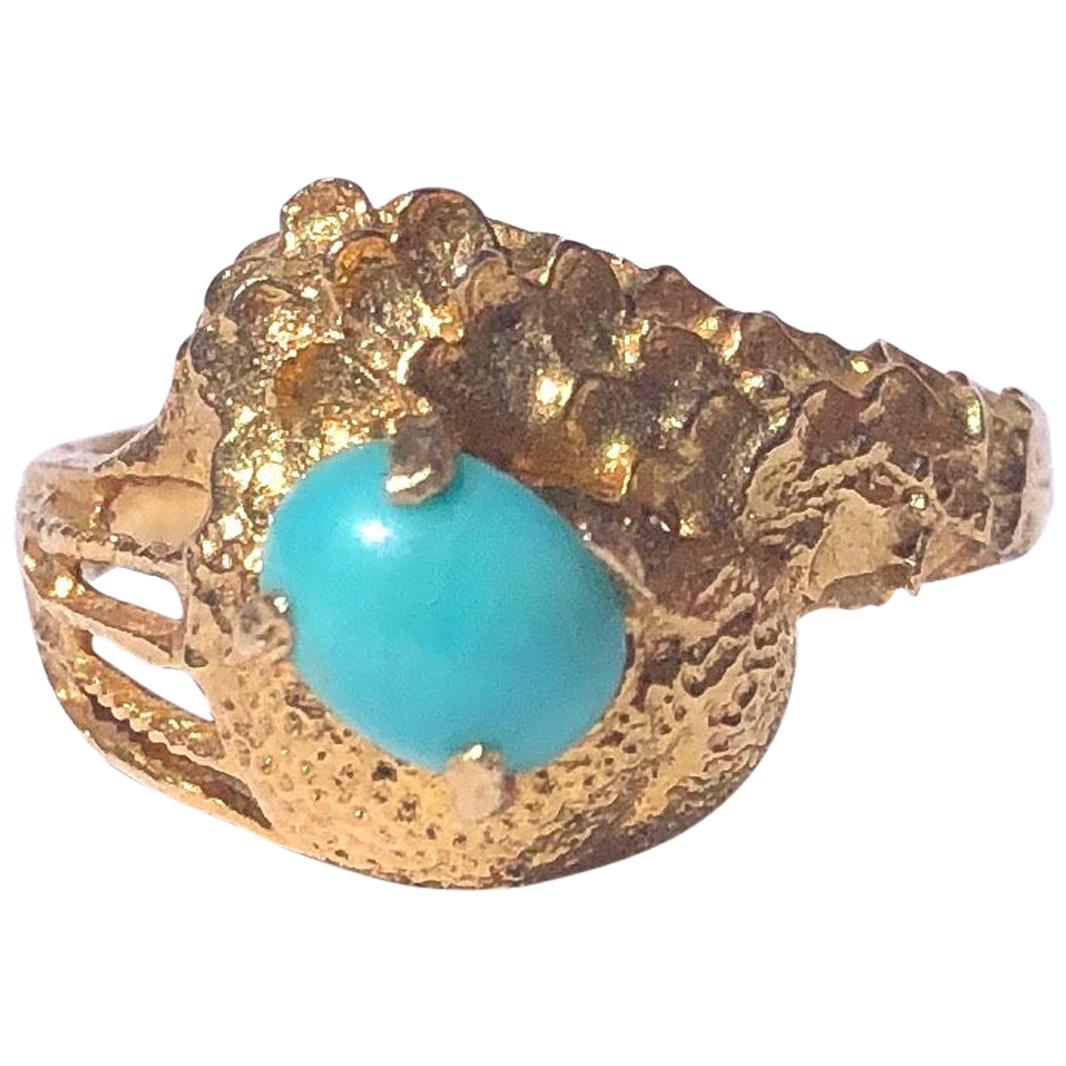 Vintage Turquoise and 18 Carat Gold Ring