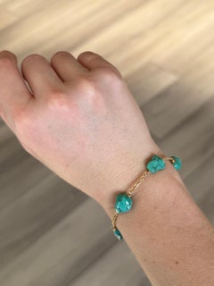 Vintage Turquoise and 9 Carat Gold Link Bracelet