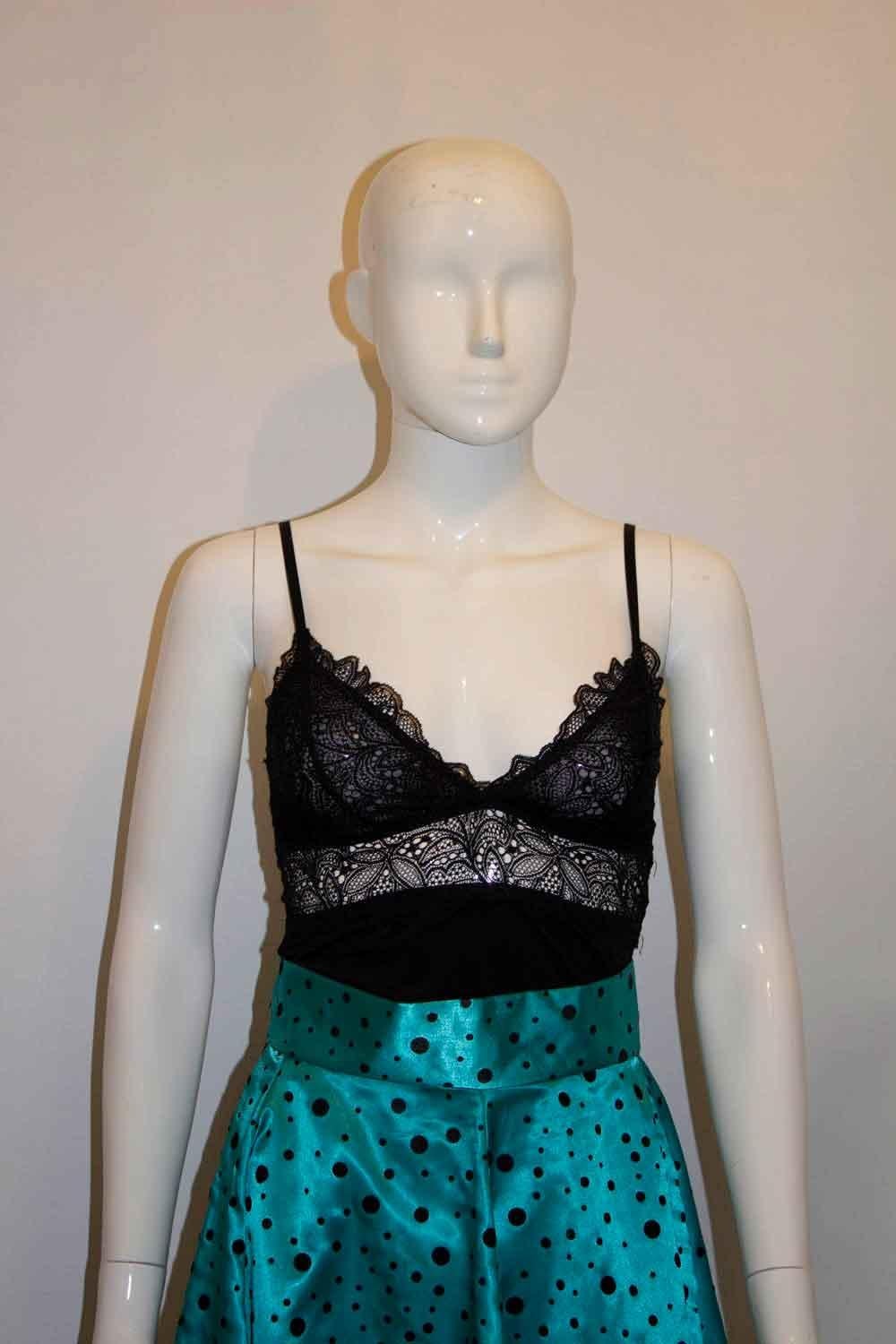 Jupe vintage à taches turquoise et noire Unisexe en vente