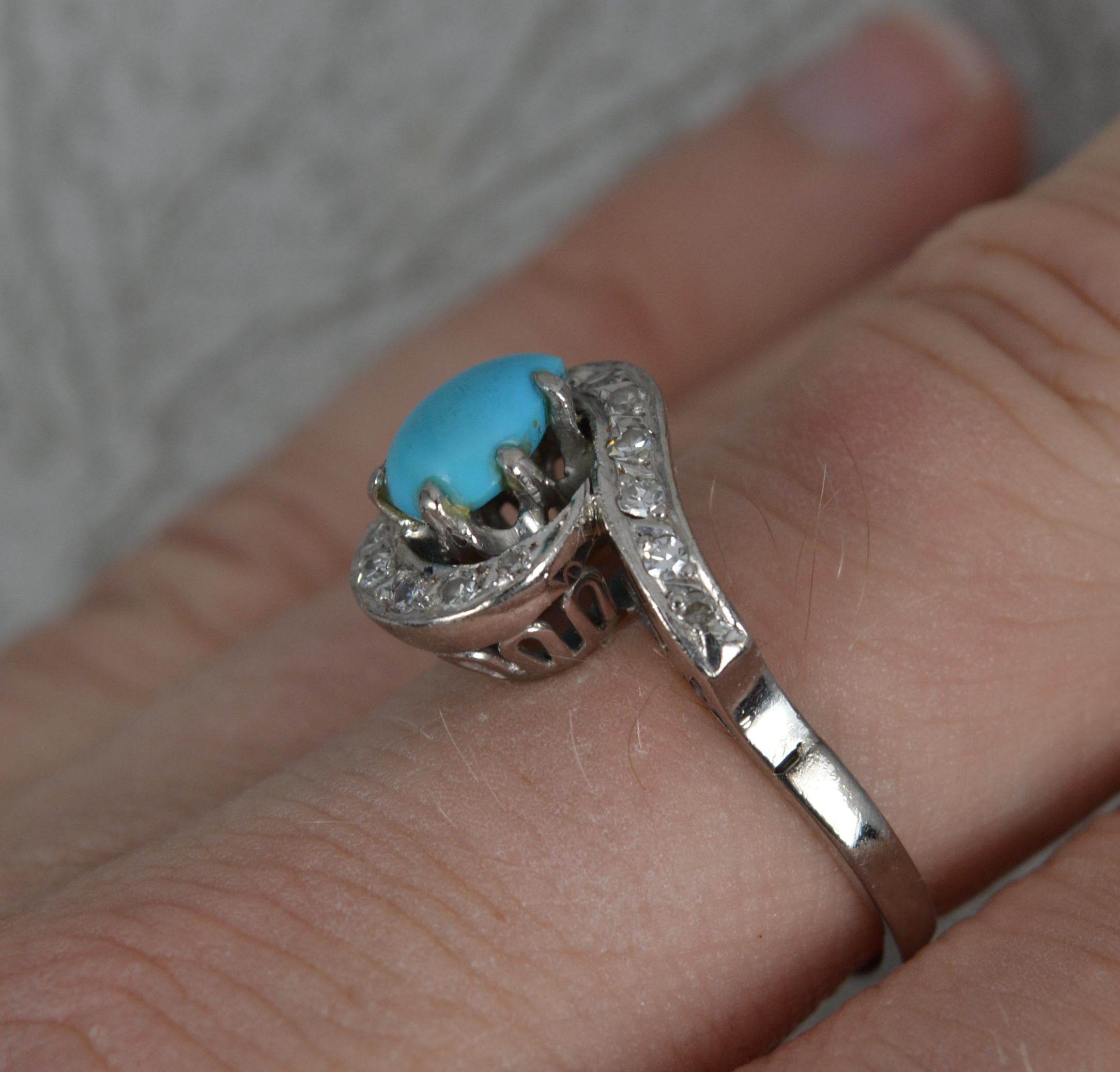 white gold ring with turquoise stone