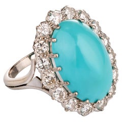 Vintage Turquoise and Diamonds 18k Gold Ring