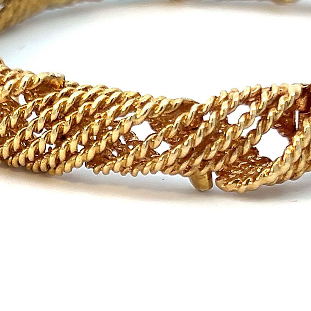 Rétro Bracelet manchette vintage en Turquoise et Dimond 18k en vente