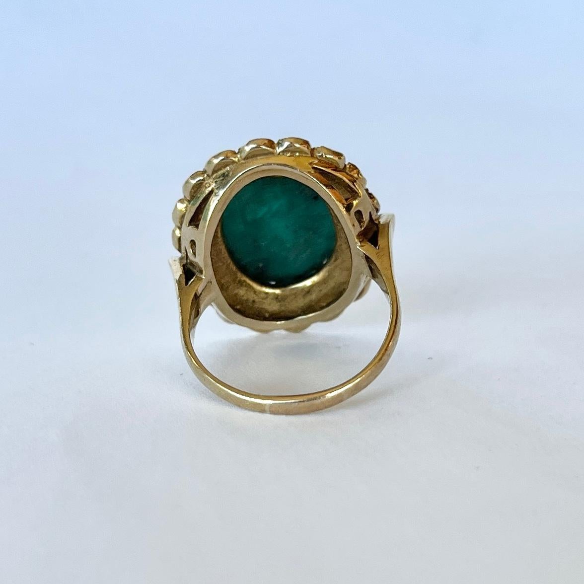 Vintage Turquoise and Pearl 9 Carat Gold Cluster In Good Condition For Sale In Chipping Campden, GB