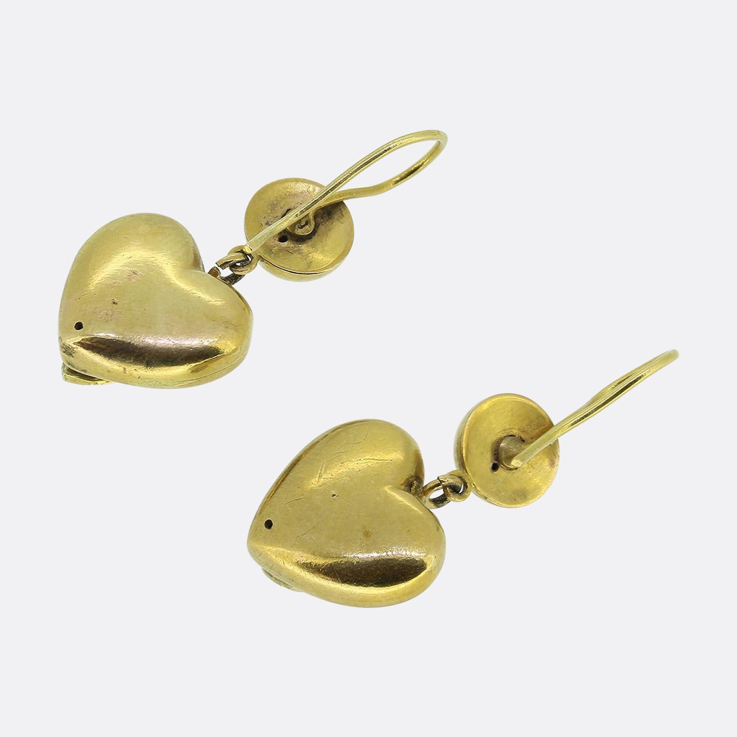 Boucles d'oreilles pendantes Turquoise et Perle Love Heart Bon état - En vente à London, GB