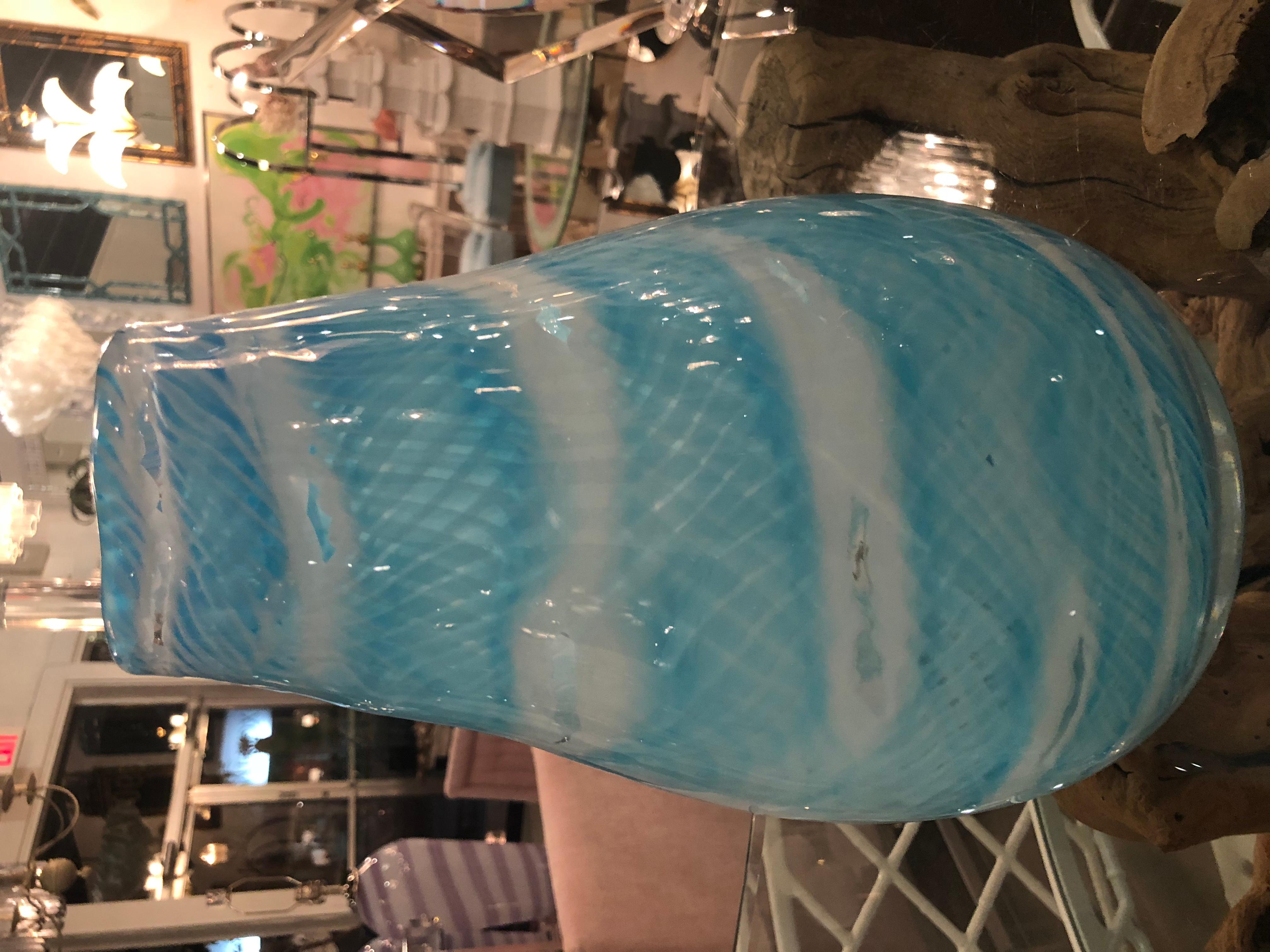 Vintage Turquoise Aqua Blue Murano Vase 2