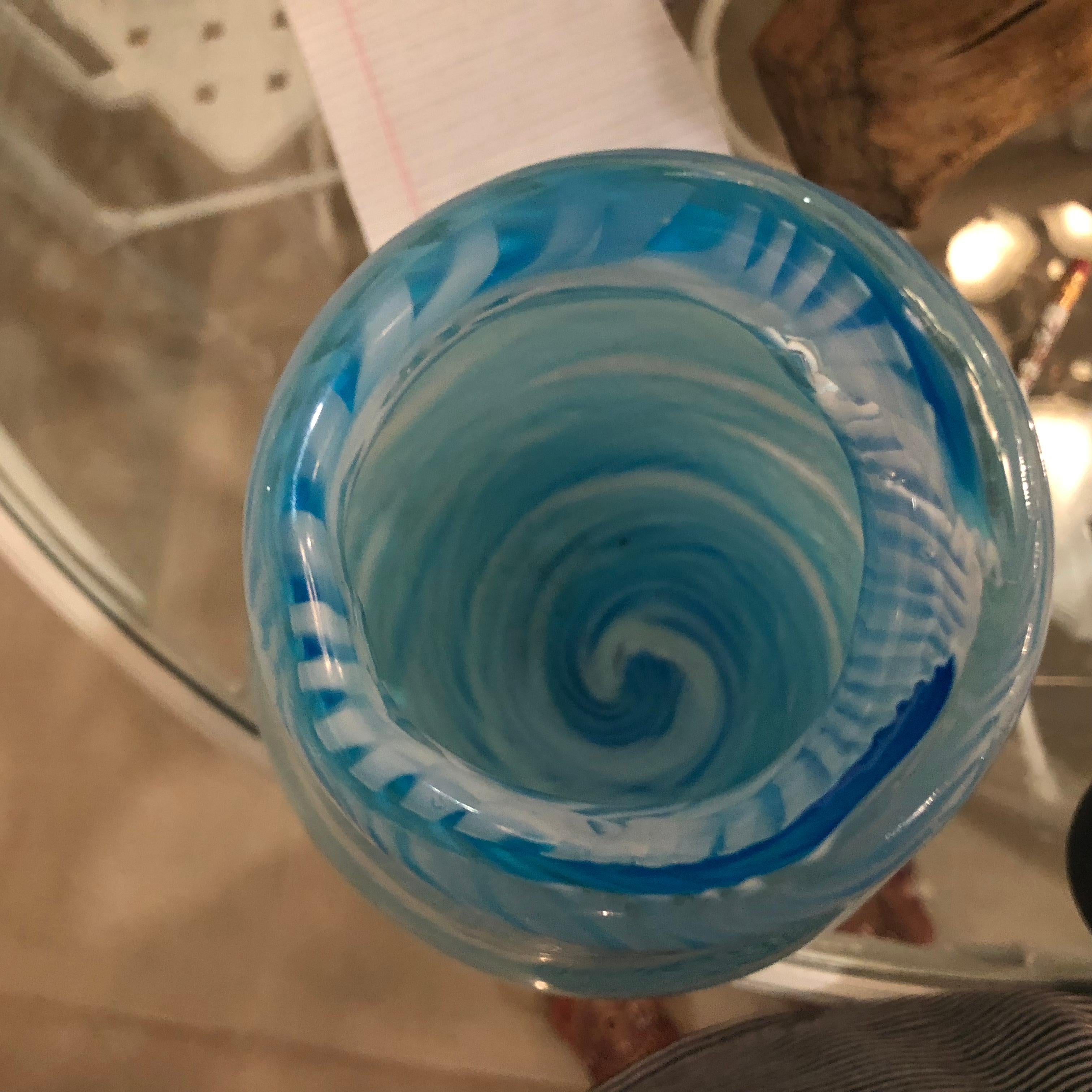 Vintage Turquoise Aqua Blue Murano Vase In Excellent Condition In West Palm Beach, FL