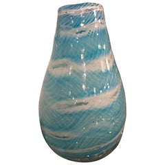 Retro Turquoise Aqua Blue Murano Vase