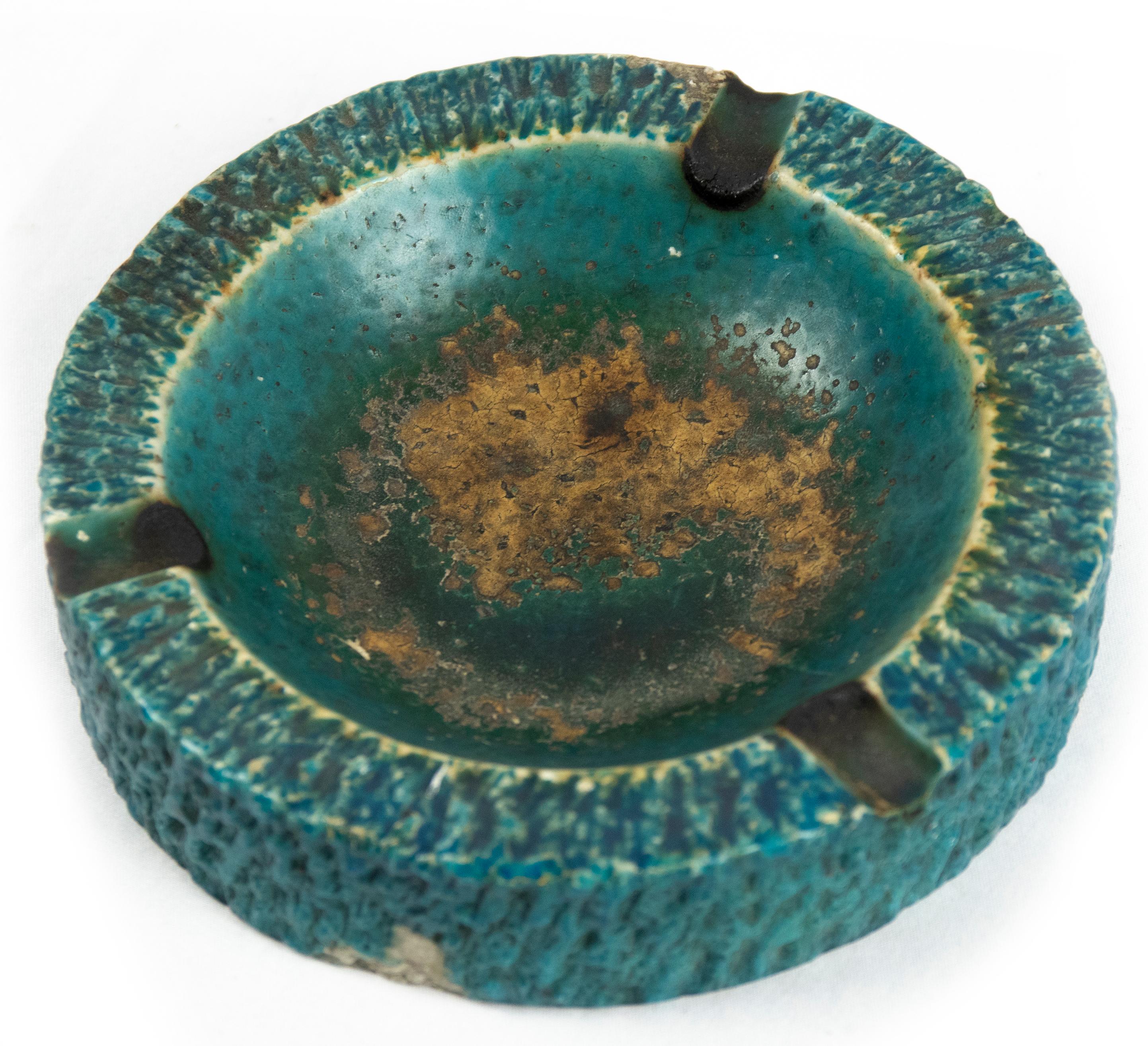 Vintage Turquoise Ashtray, 1970s In Good Condition For Sale In Roma, IT